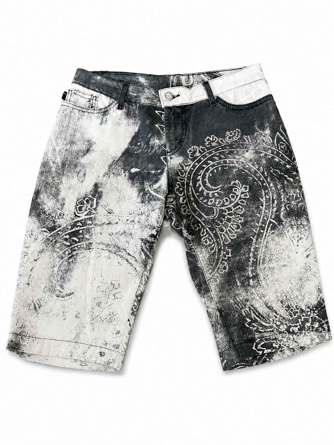 AW03 GREY PAISLEY BERMUDA SHORTS