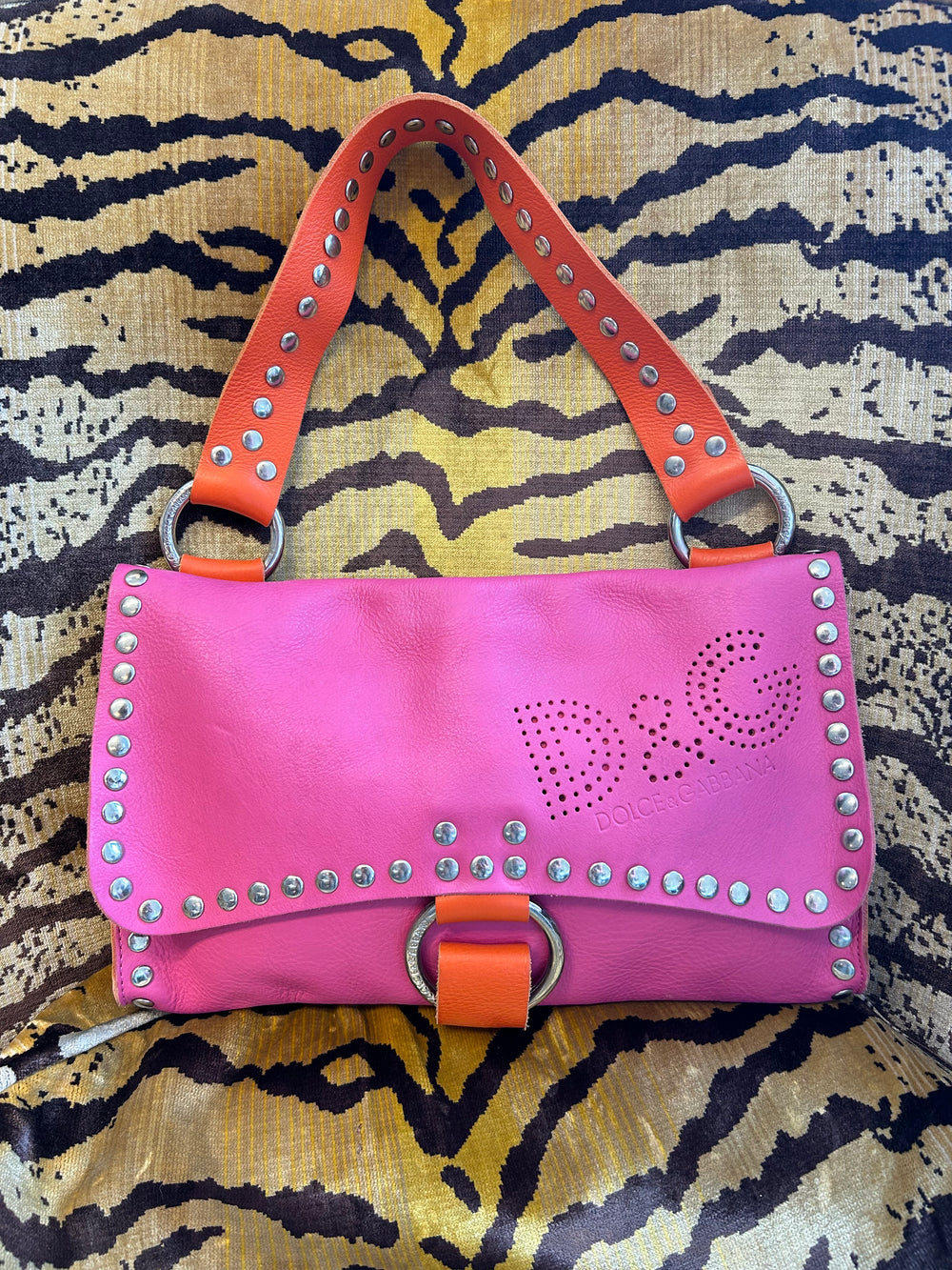 PINK & ORANGE STUDDED PURSE