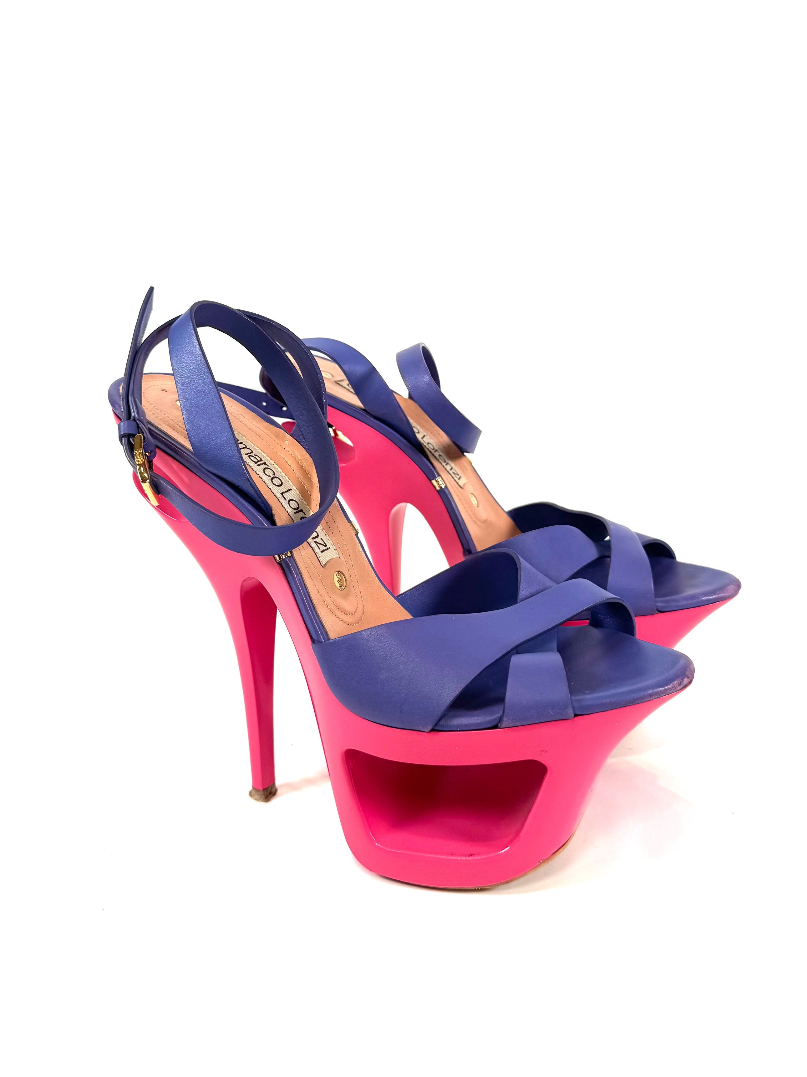 PINK & PURPLE CUTOUT PLATFORM HEELS