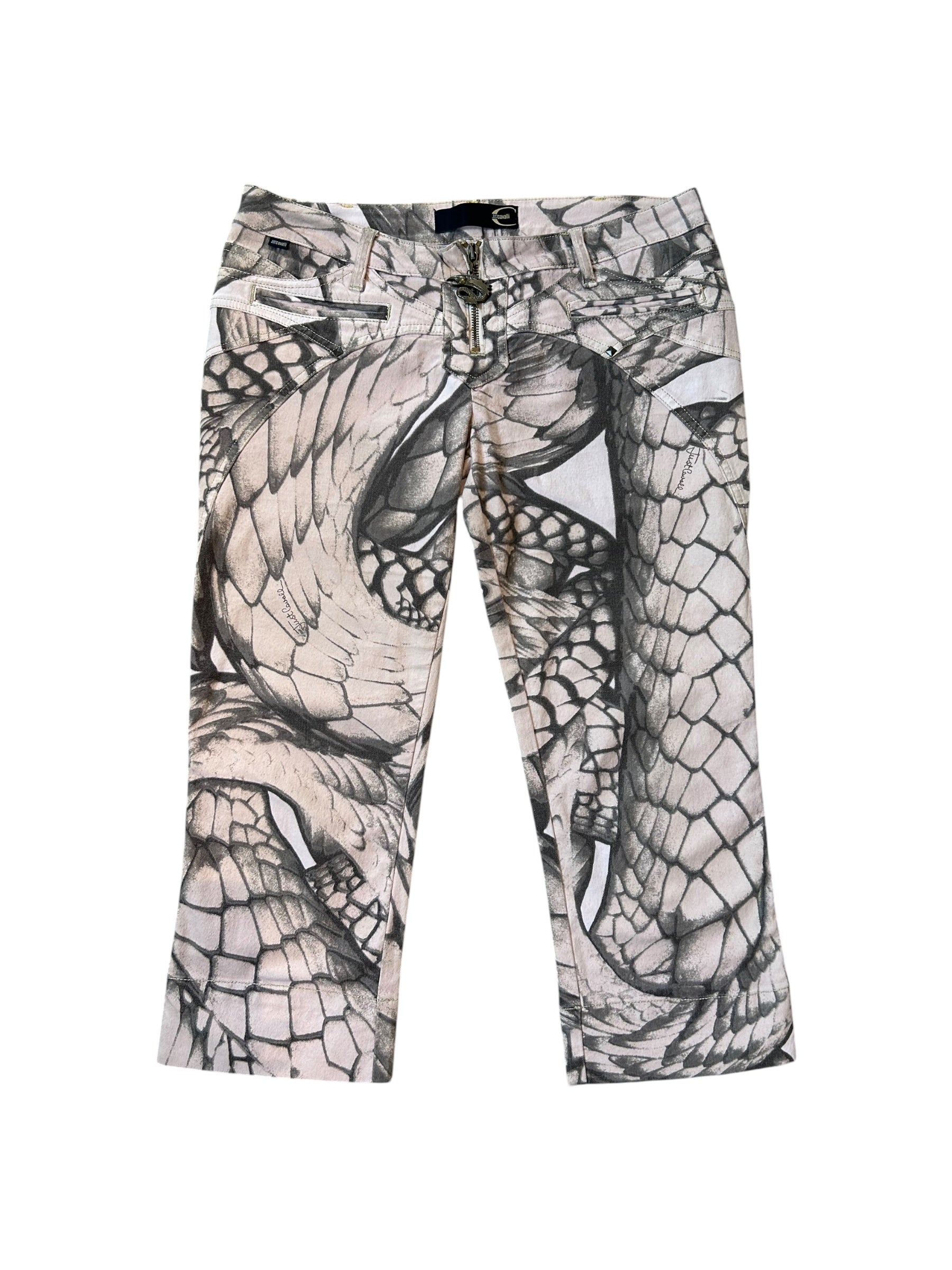 GREY PYTHON PRINTED CAPRIS @KASIA