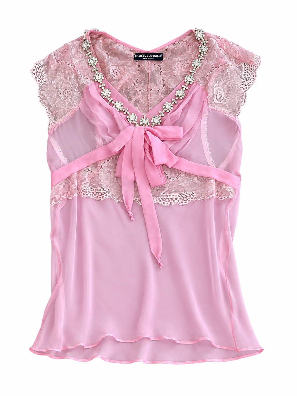 PINK SILK & LACE BABYDOLL TOP