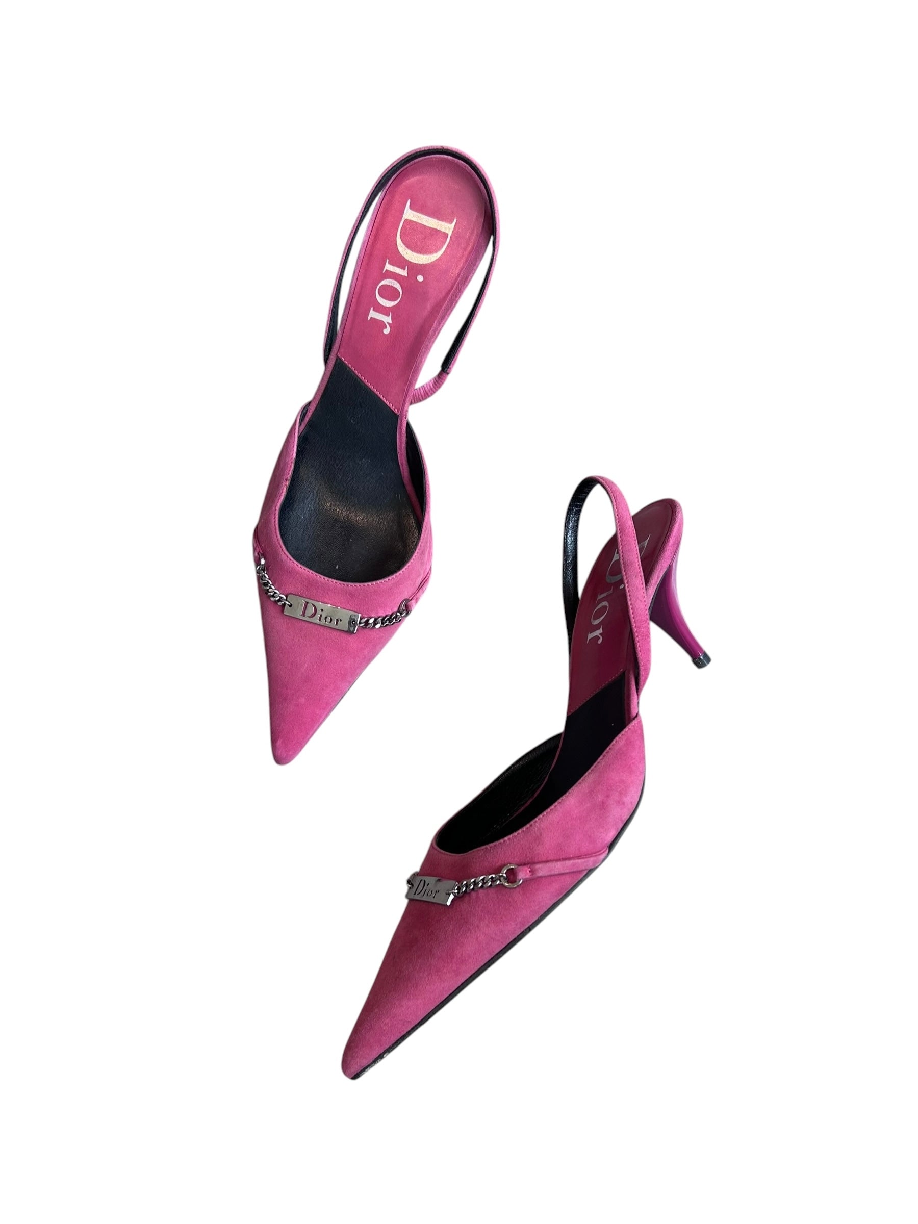 c.2003 PINK SUEDE SLINGBACK MULES