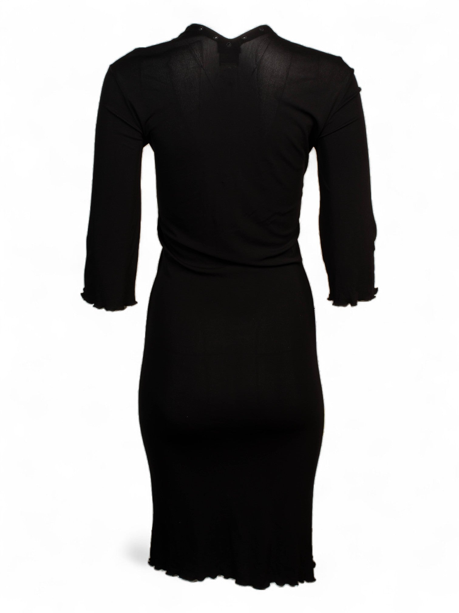 RARE BLACK VISCOSE CHAIN EMBELLISHED RUCHED DRESS