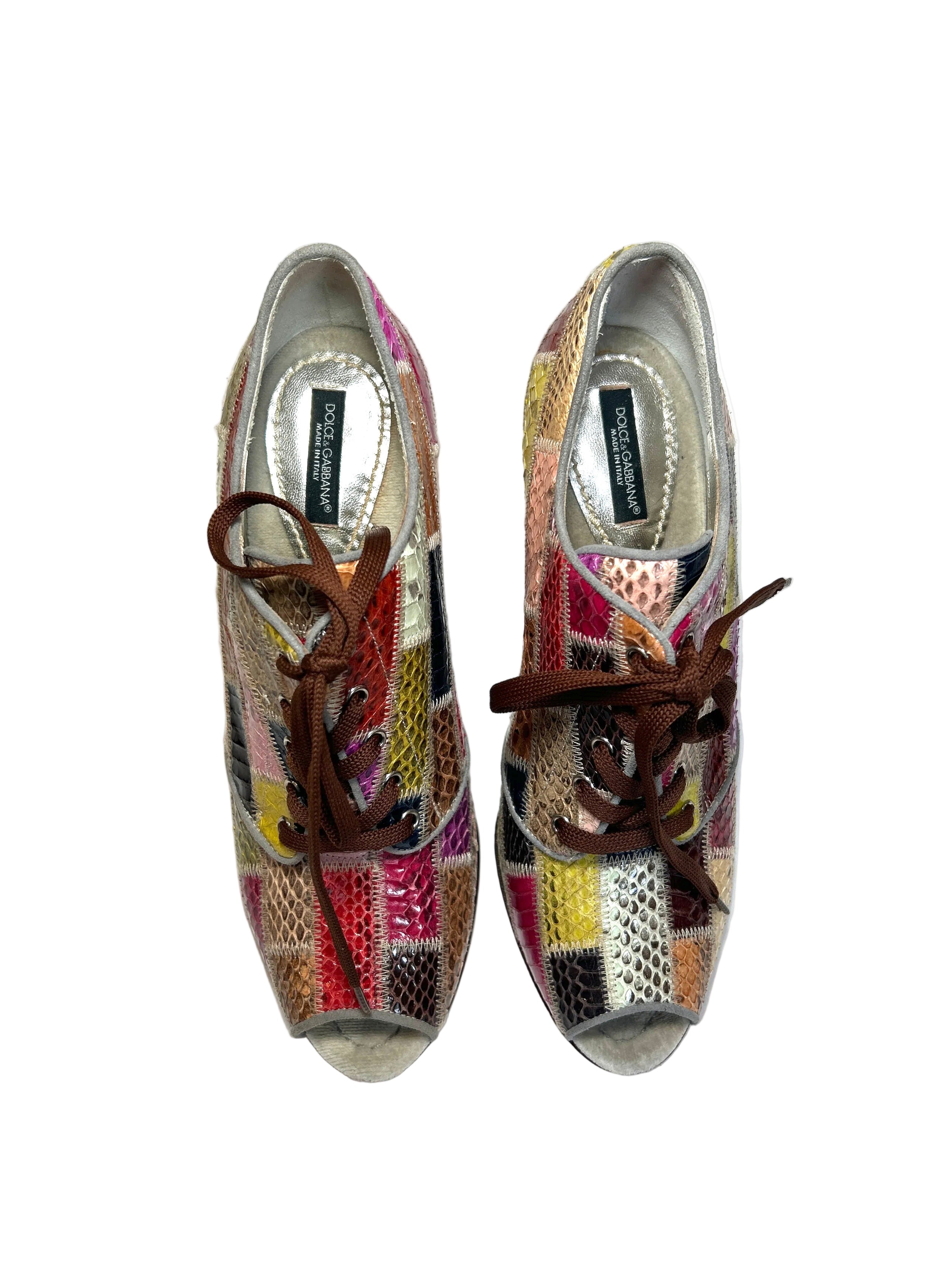 SNAKESKIN PATCHWORK SNEAKER BOOTIES