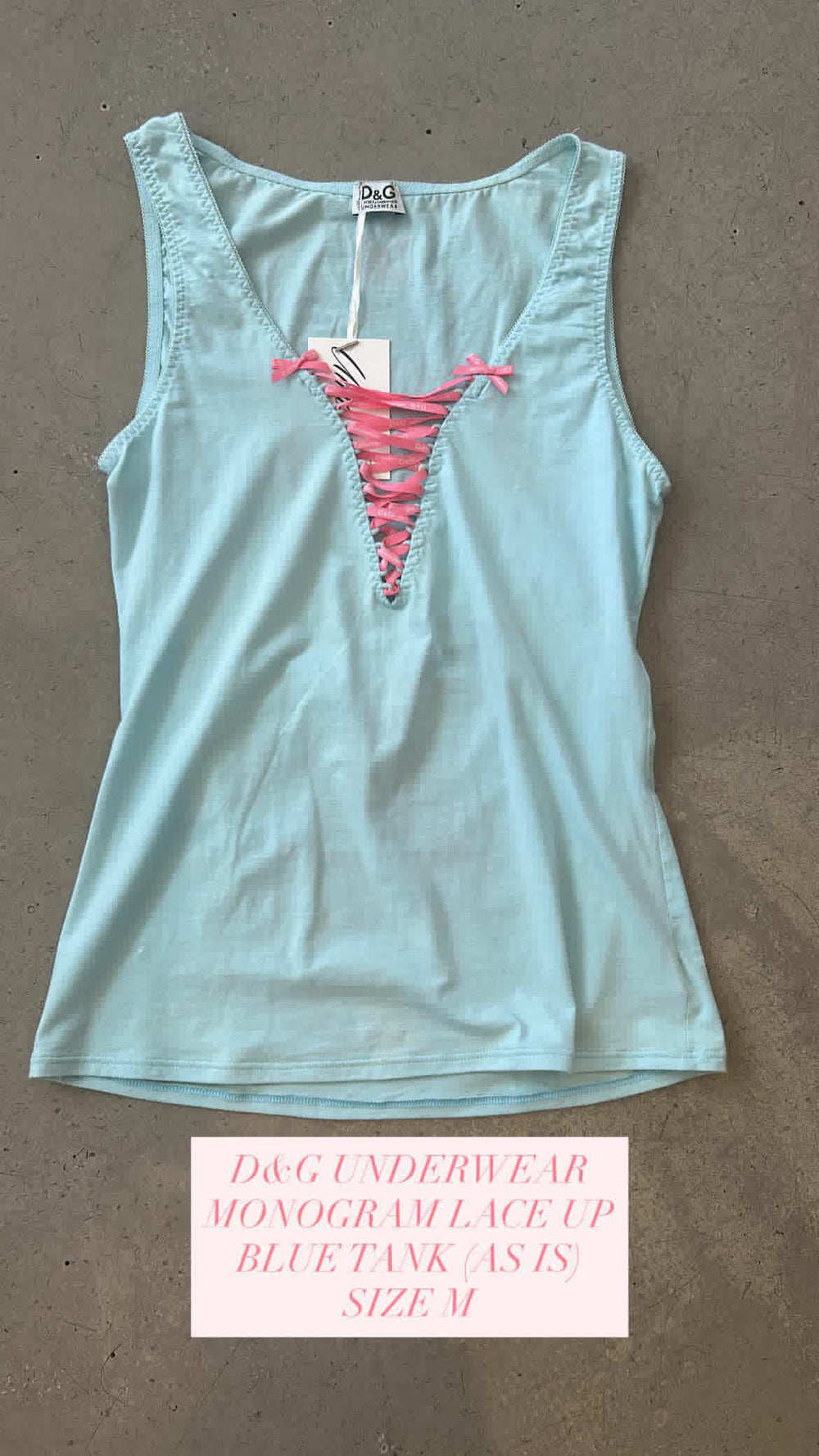 MONOGRAM LACE UP BLUE TANK (AS IS)