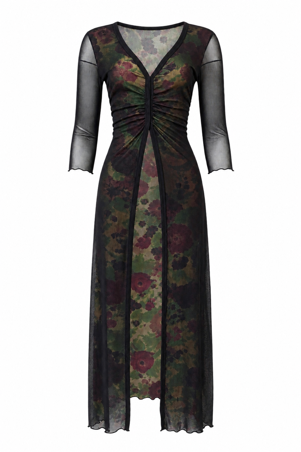 00S BLACK MESH & FLORAL DUSTER