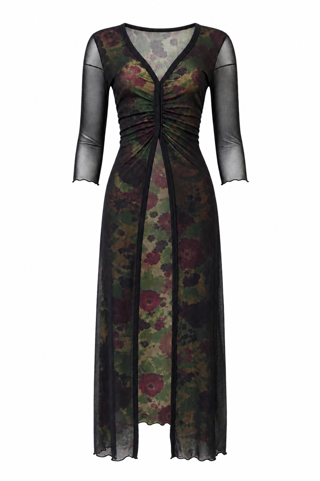 00S BLACK MESH & FLORAL DUSTER