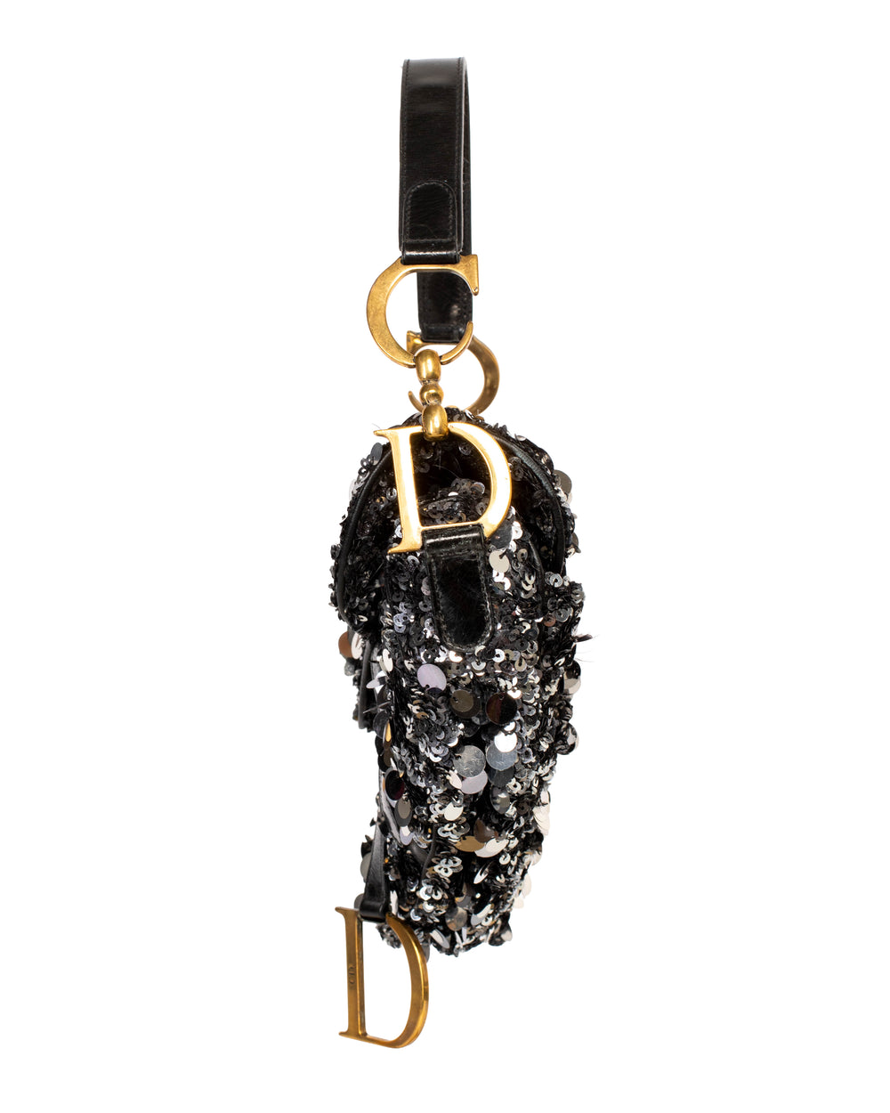 BLACK & SILVER SEQUIN SADDLE BAG