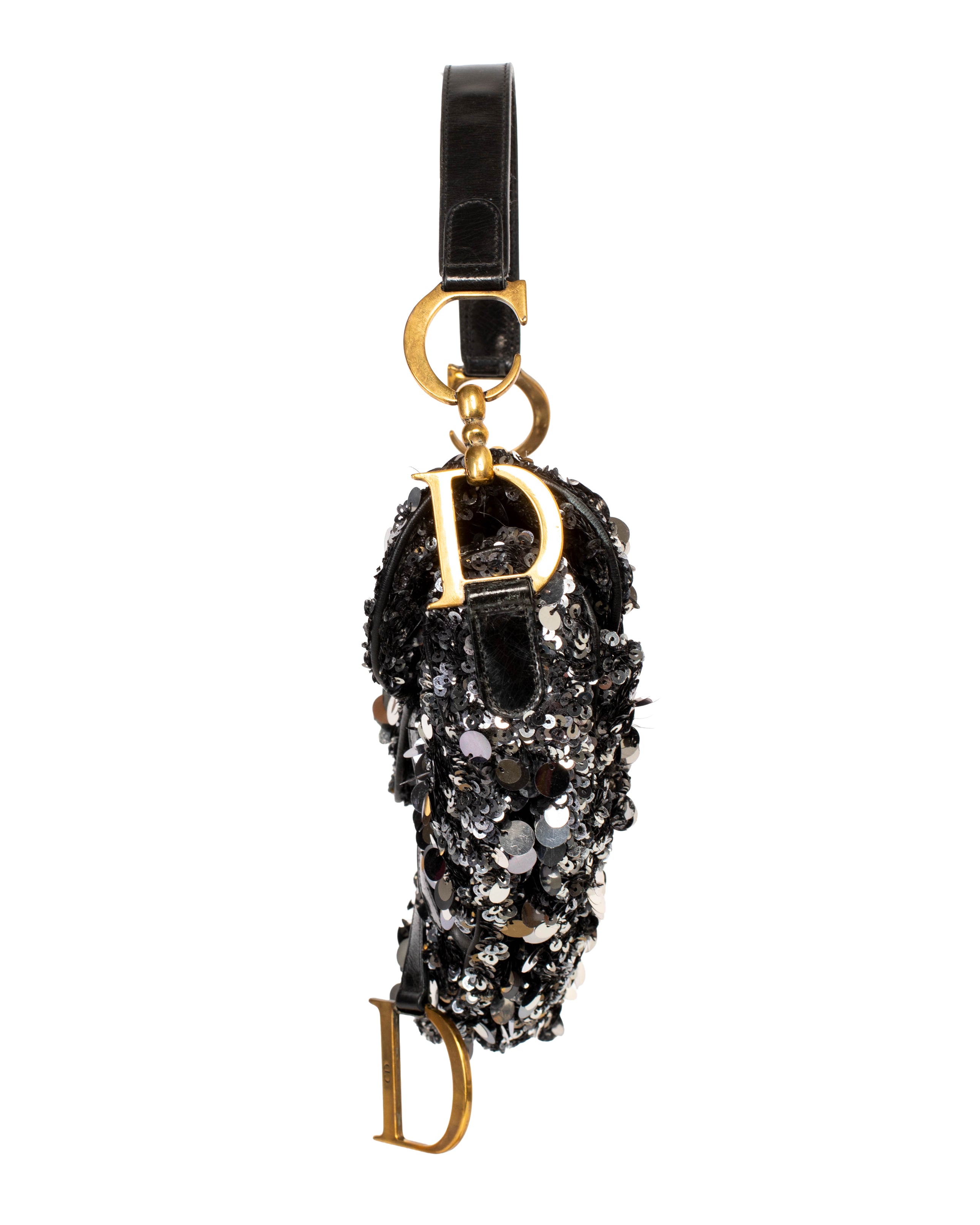 BLACK & SILVER SEQUIN SADDLE BAG