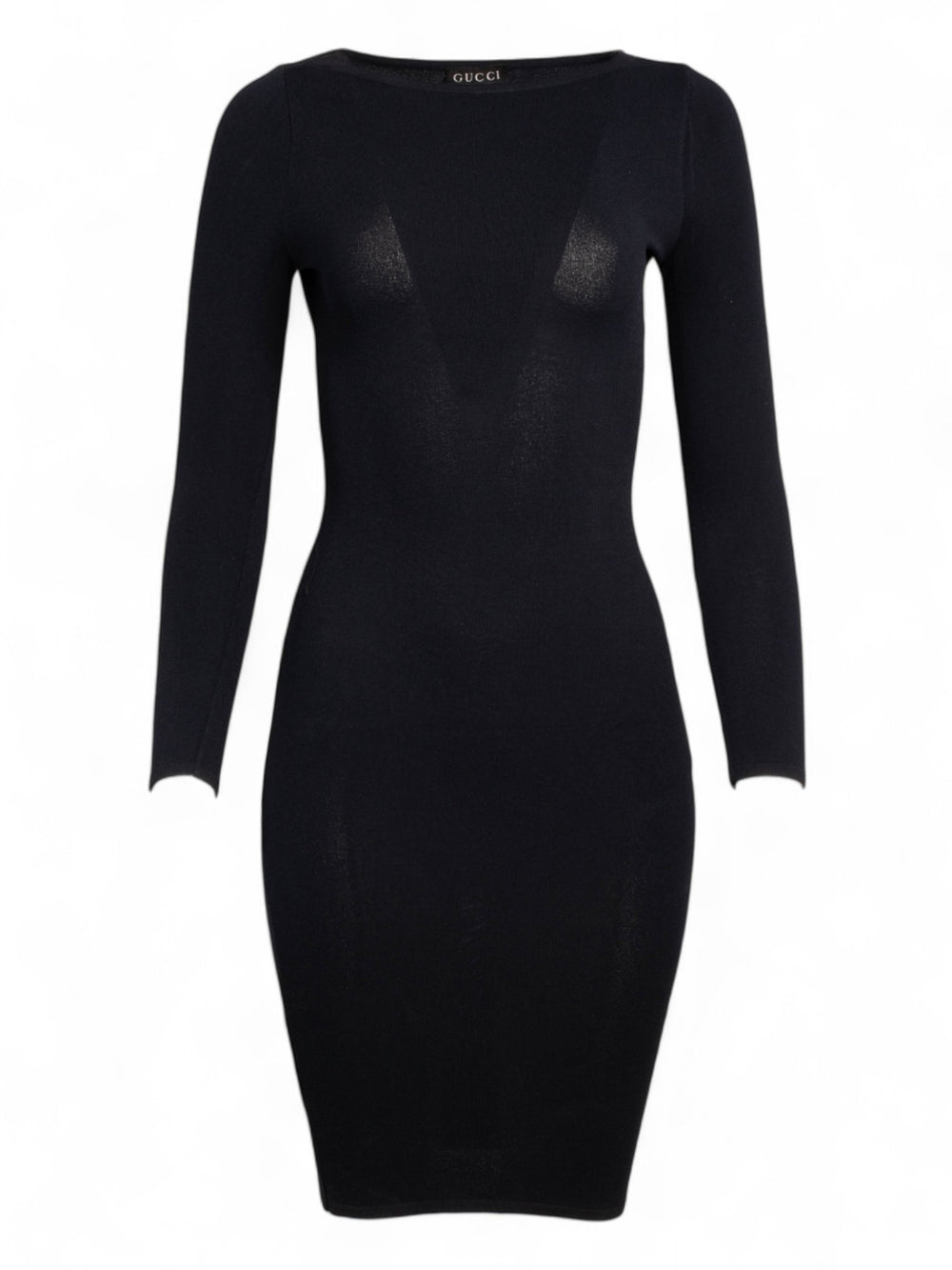 SS1998 LEATHER STRAP BLACK KNIT RUNWAY DRESS