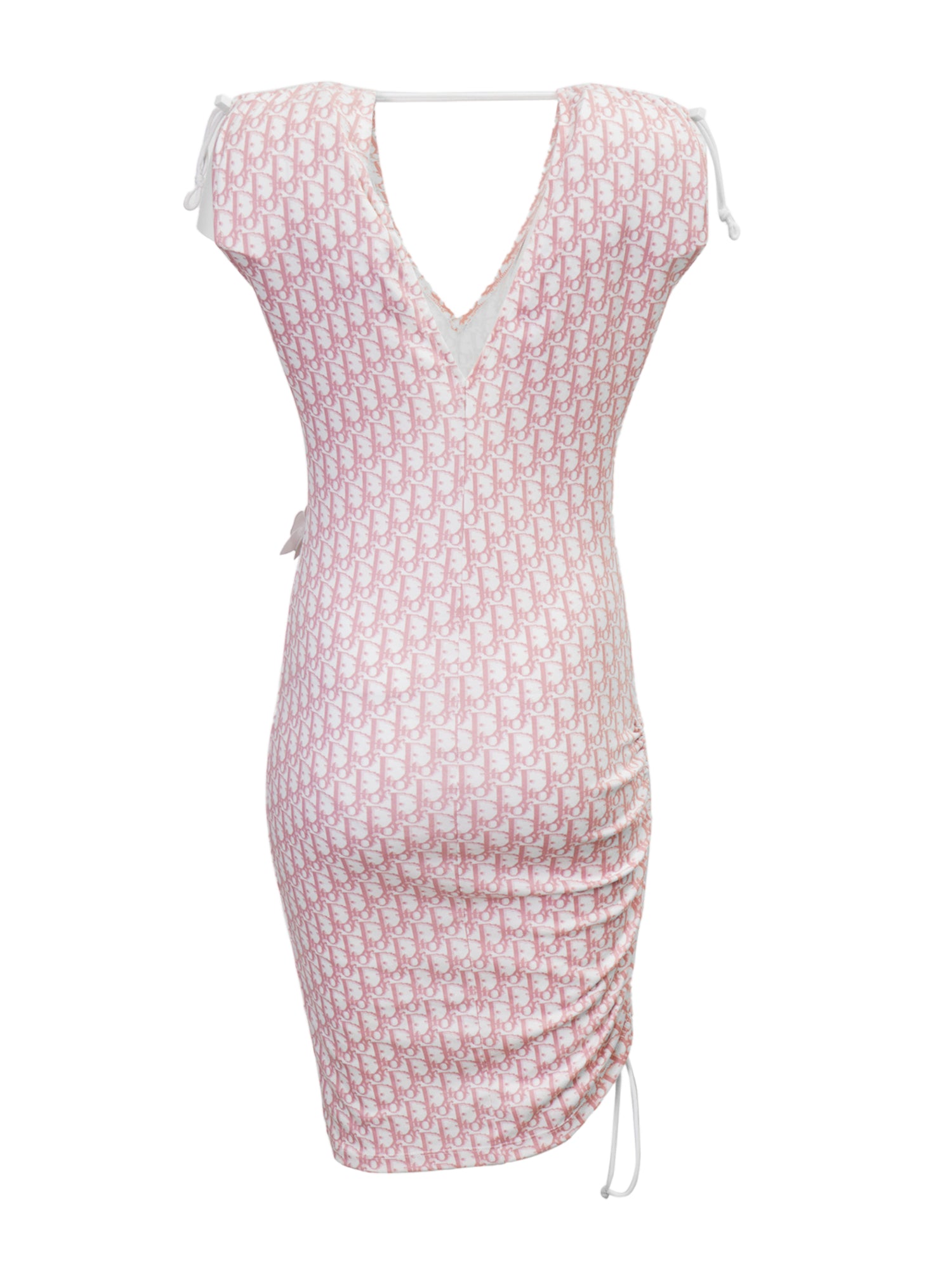 SS04 PINK MONOGRAM DRESS W FLORAL APPLIQUÉS