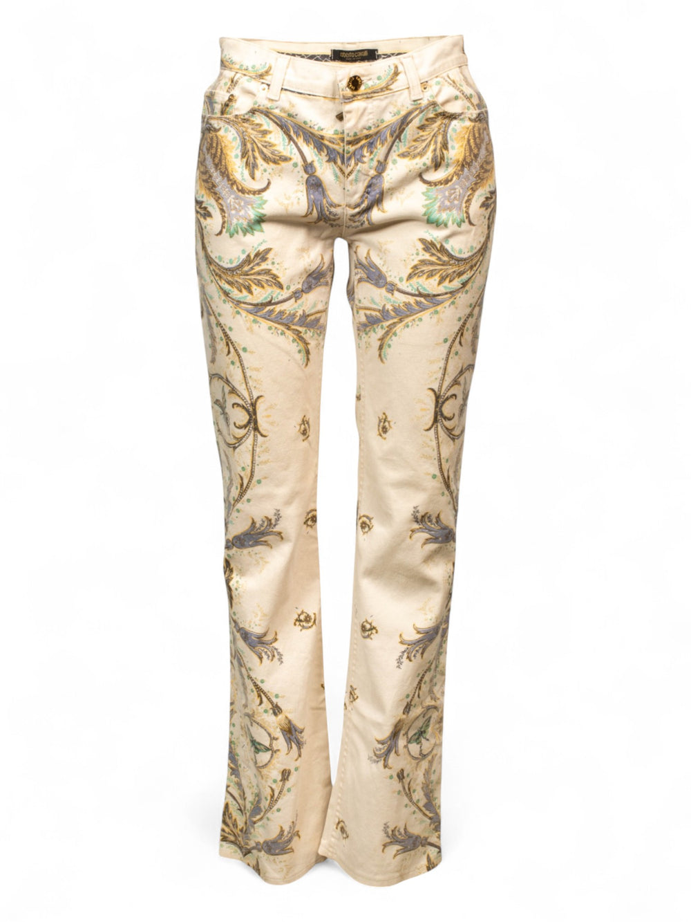 VINTAGE TAN PAISLEY PRINTED JEANS