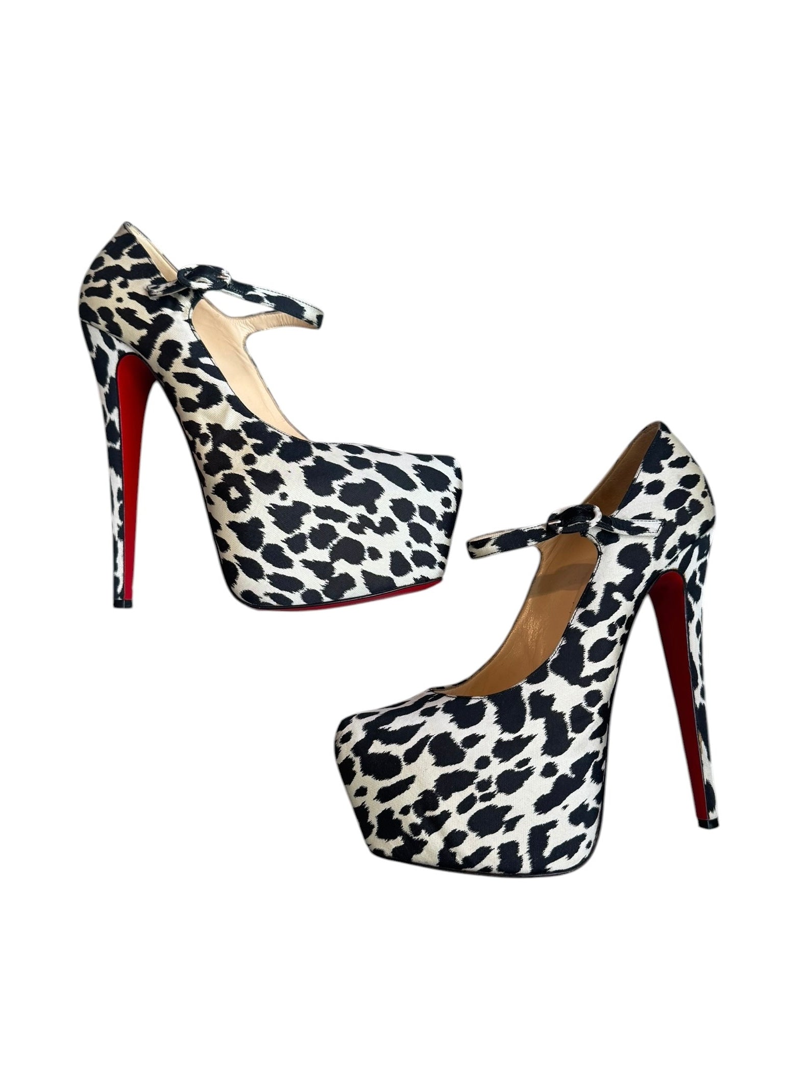 B&W LEOPARD PRINT STILETTO PLATFORM HEELS