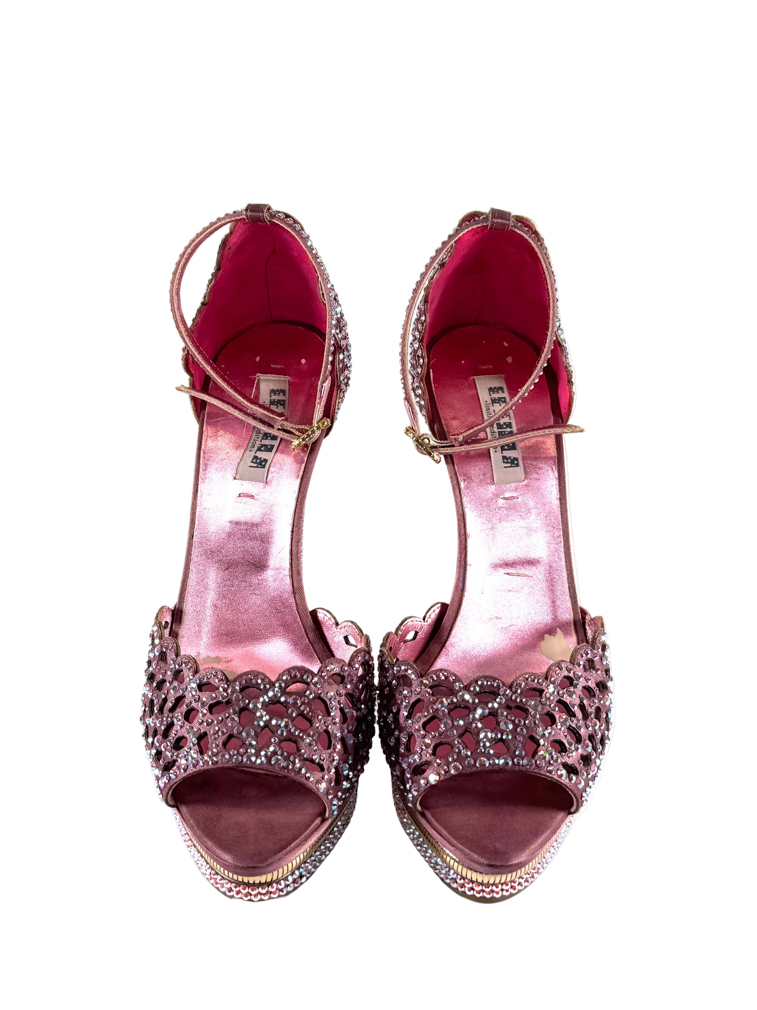PURPLE RHINESTONE SCALLOPED HEELS @JKOVA
