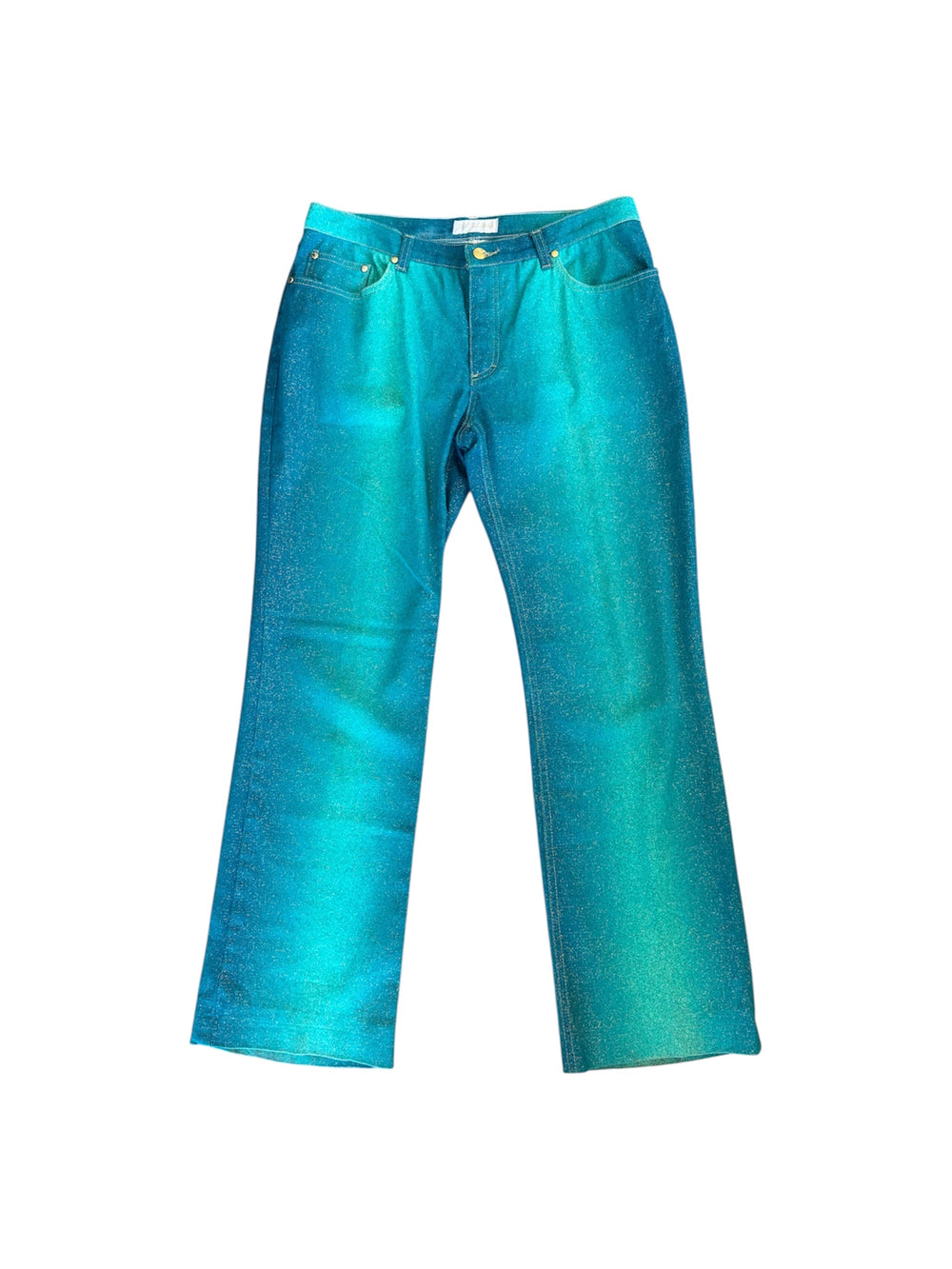 90S TURQUOISE GLITTER STRAIGHT LEG JEANS