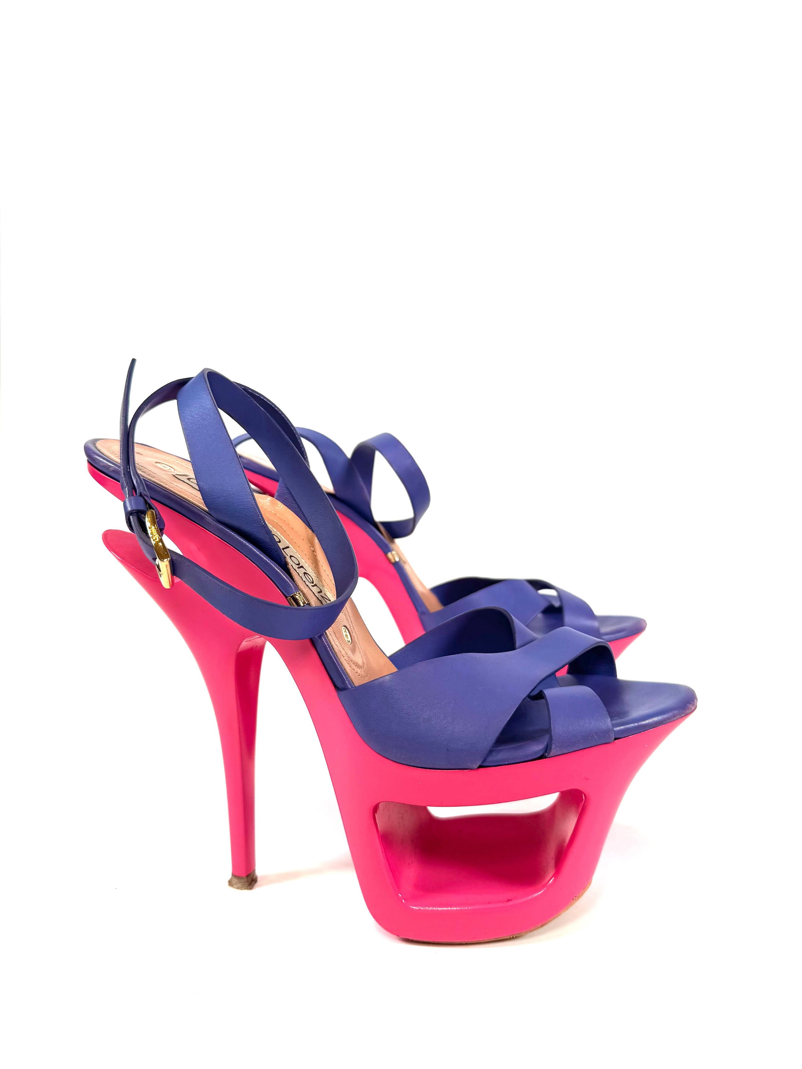 PINK & PURPLE CUTOUT PLATFORM HEELS
