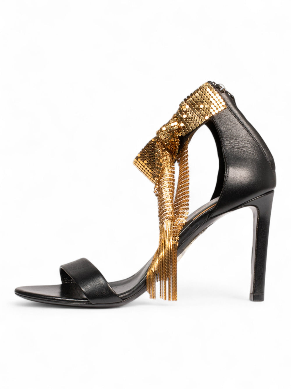 GOLD CHAINMAIL BLACK HEELS