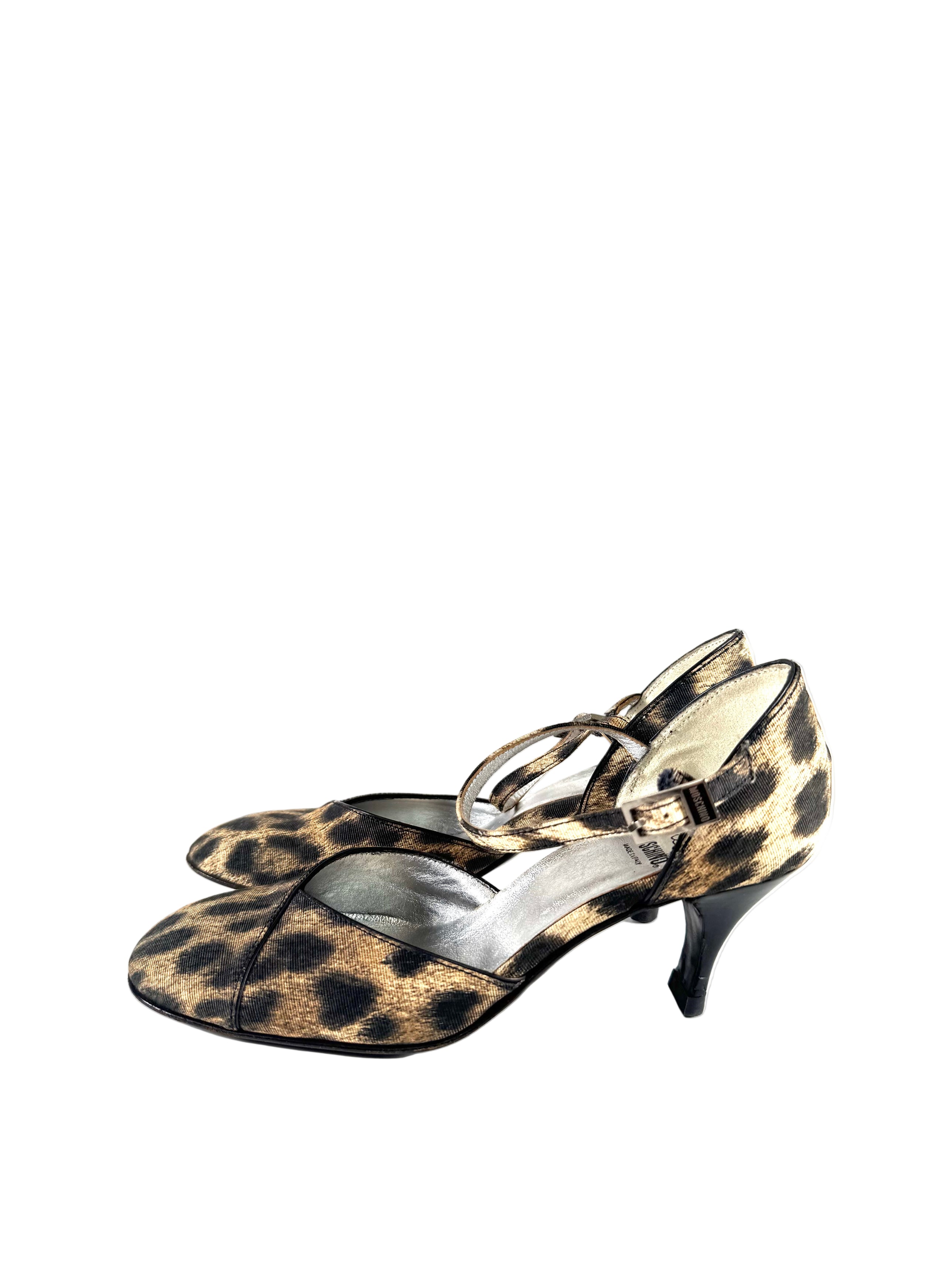 2000S CLOSE TOE CHEETAH PRINT KITTEN HEELS