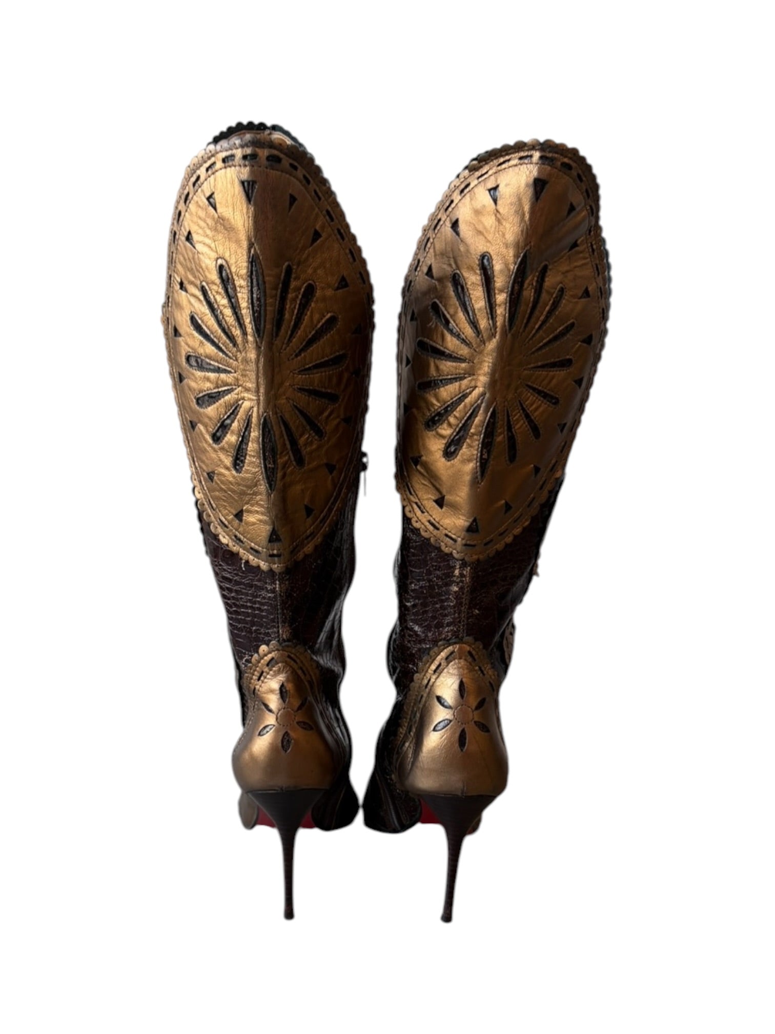 BROWN & BRONZE LEATHER BOOTS
