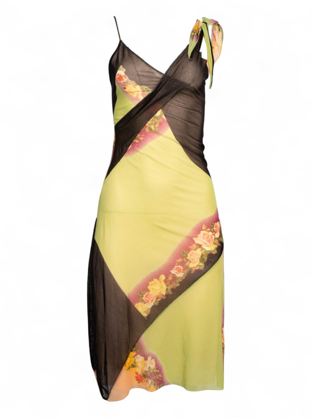 SS2001 FLORAL GREEN/BLACK DRESS