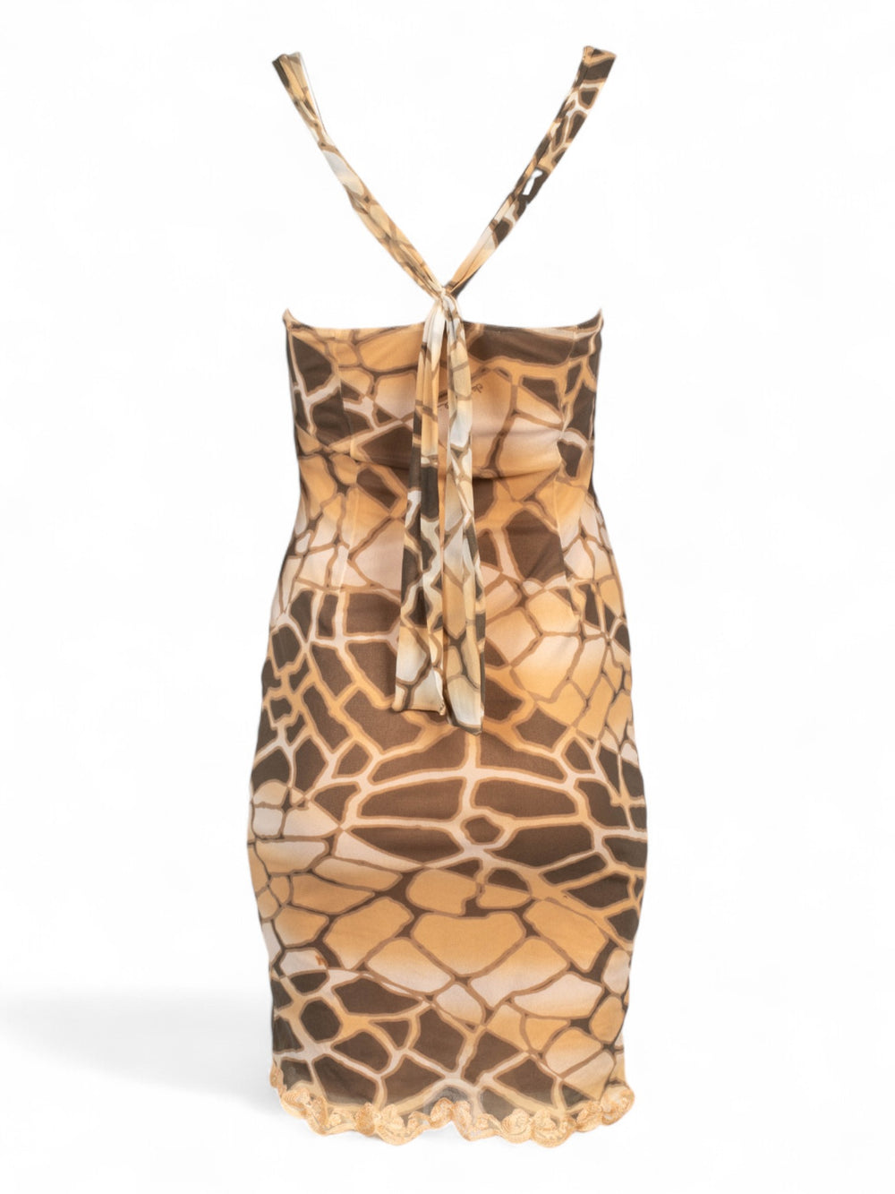 2000S TAN GIRAFFE PRINTED DRESS