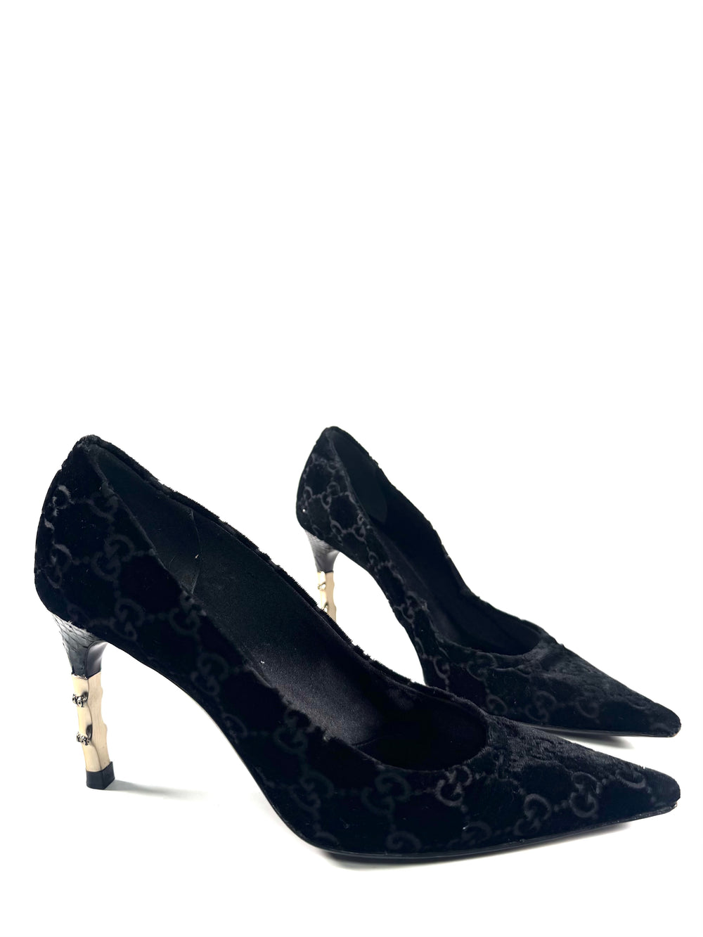 TOM FORD VELVET MONOGRAM BAMBOO PUMPS