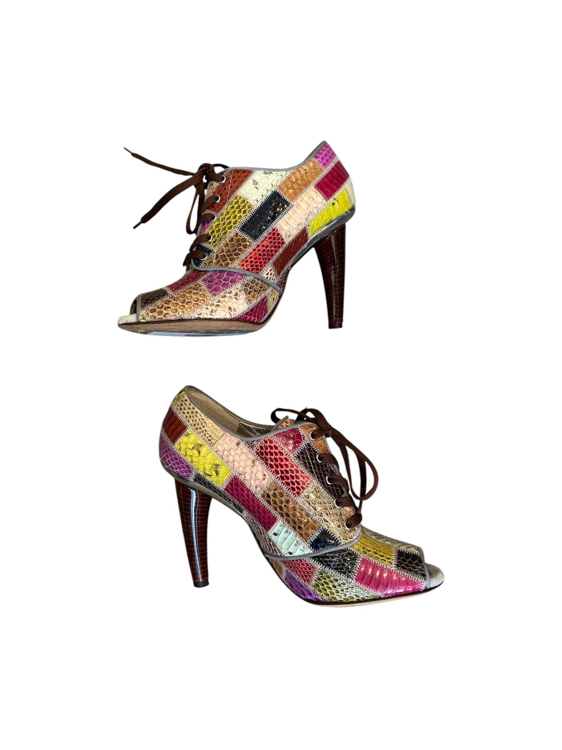 SNAKESKIN PATCHWORK SNEAKER BOOTIES