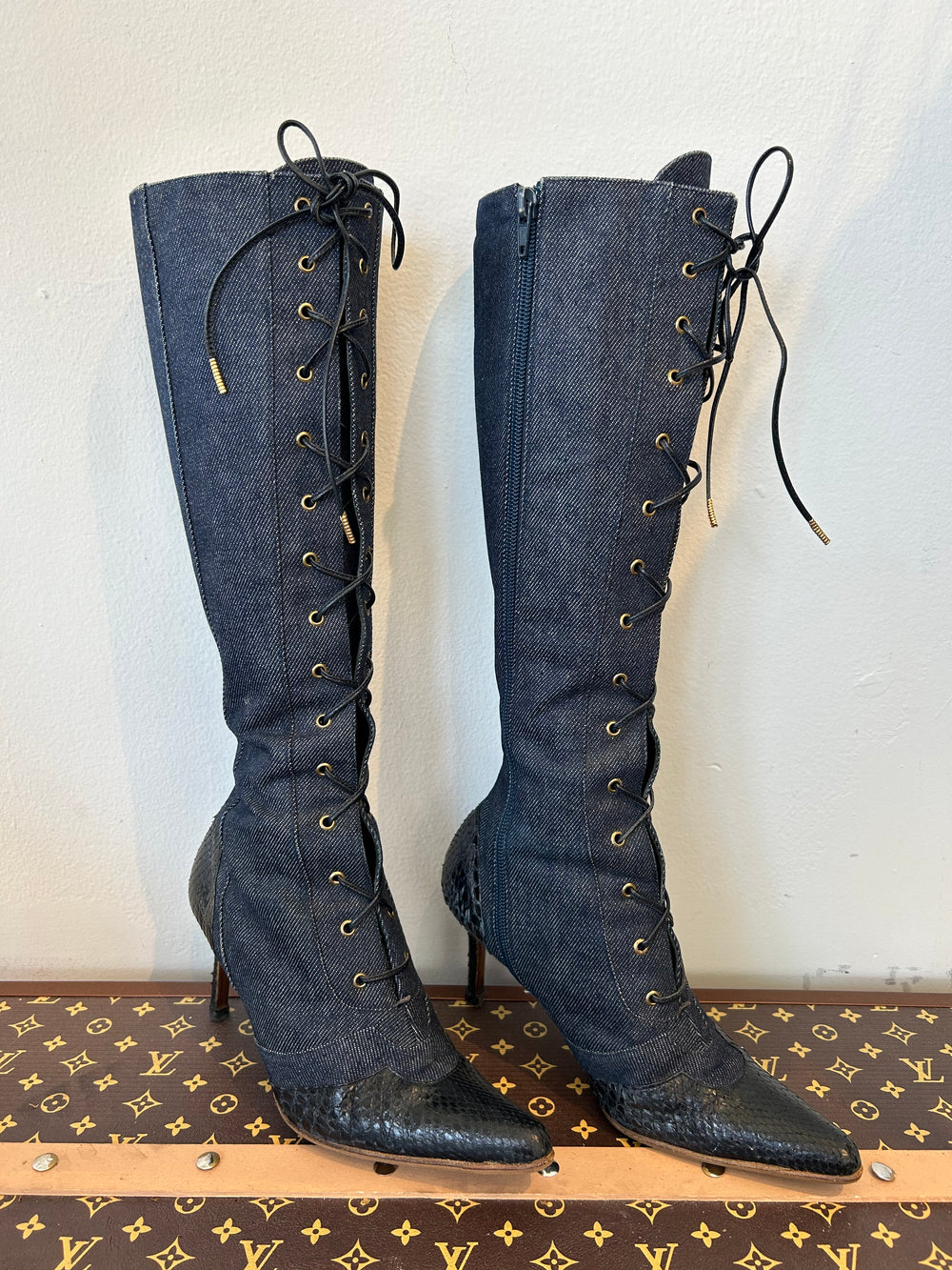 2000 DENIM & SNAKESKIN BOOTS