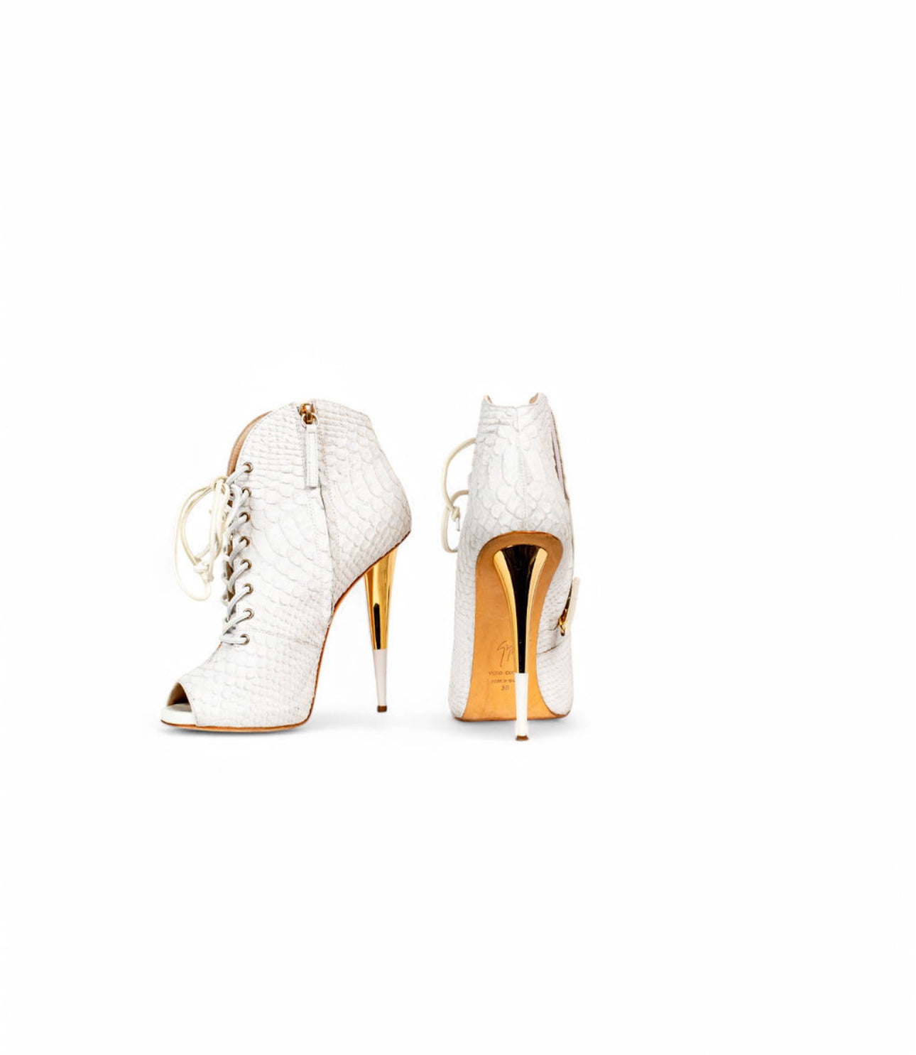 PEEP TOE PYTHON WHITE BOOTIES