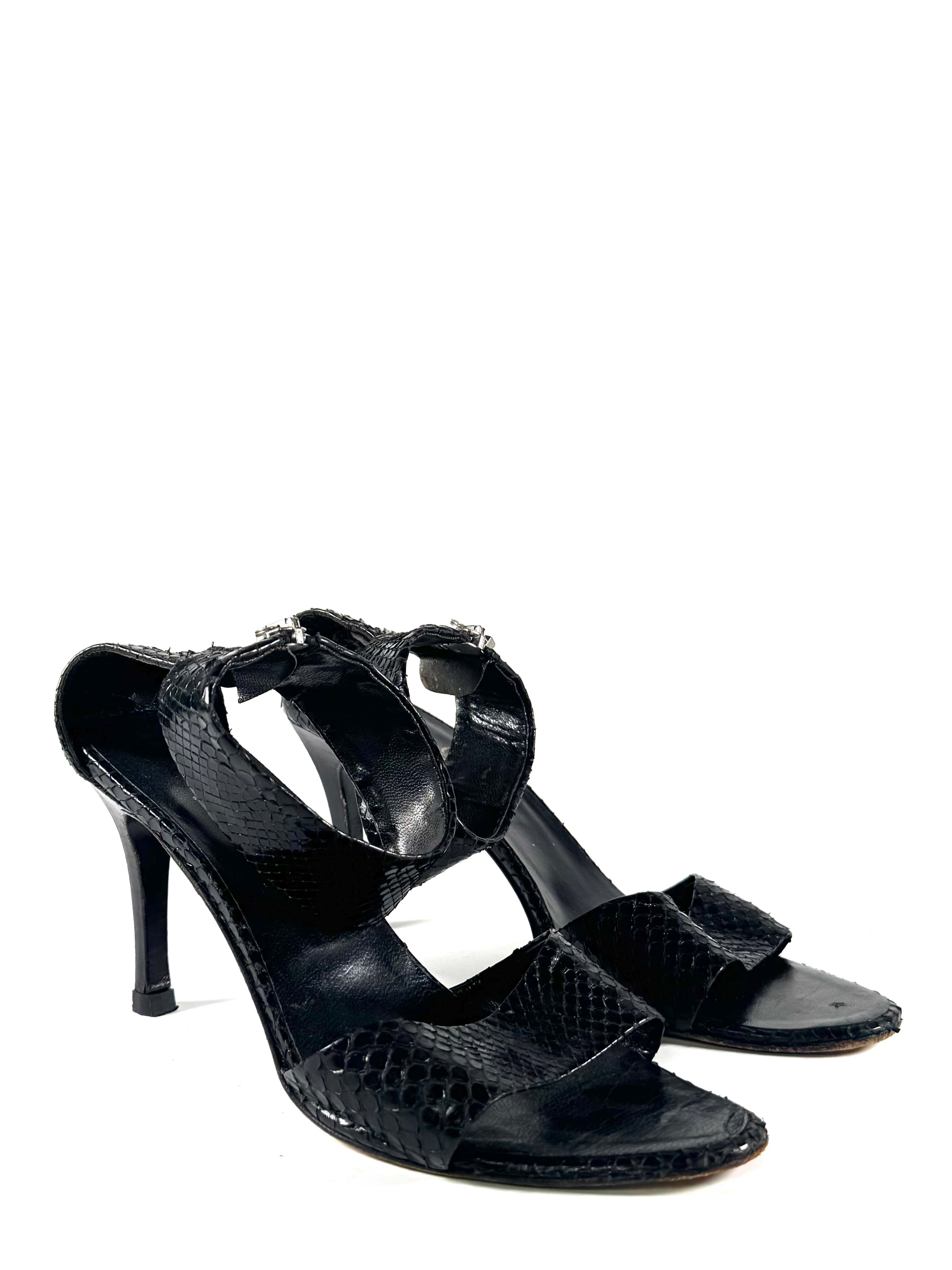 BLACK SNAKESKIN HEELS