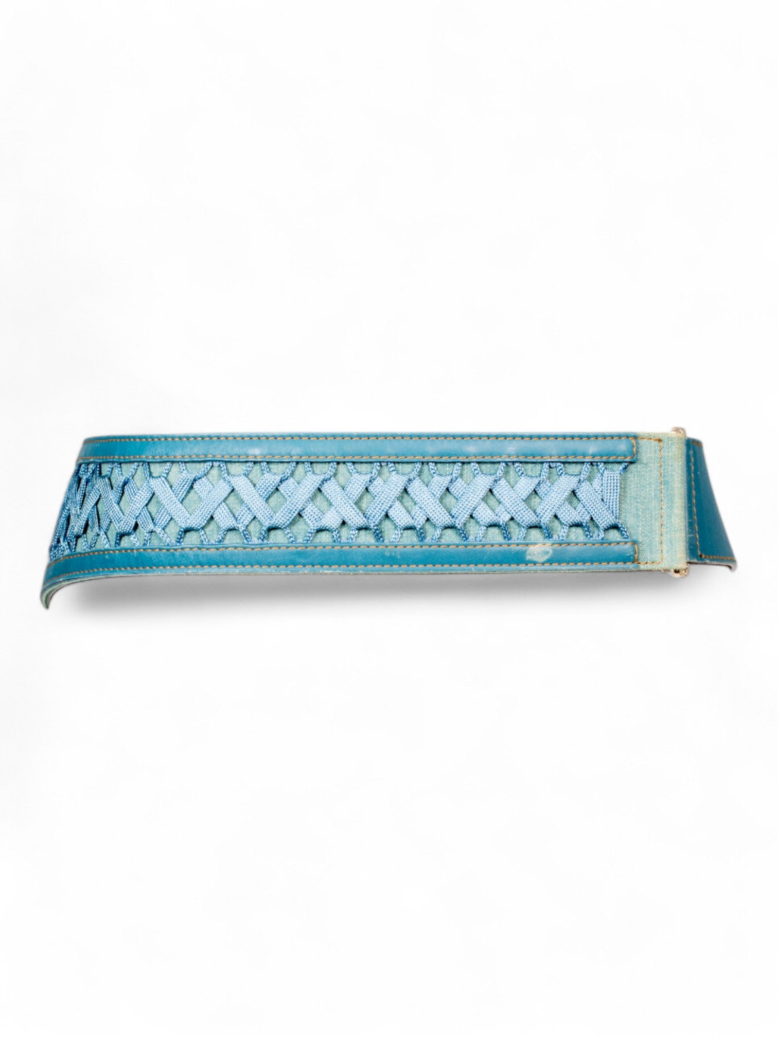 2002 RUNWAY BLUE DENIM "ADMIT IT" LACE UP BELT
