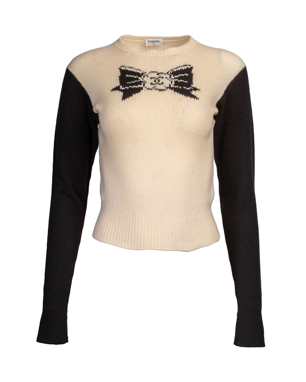 FW95 RIBBON HEART CASHMERE B&W SWEATER @JCCG
