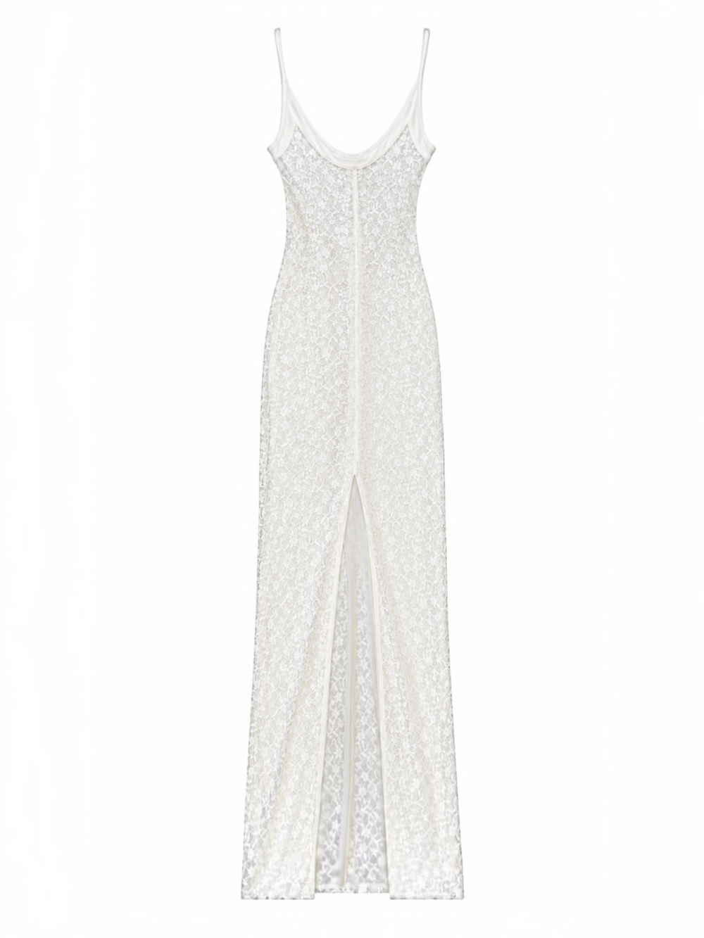 WHITE LACE MAXI TANK DRESS W SLIT (NWT) (AS IS) @SM
