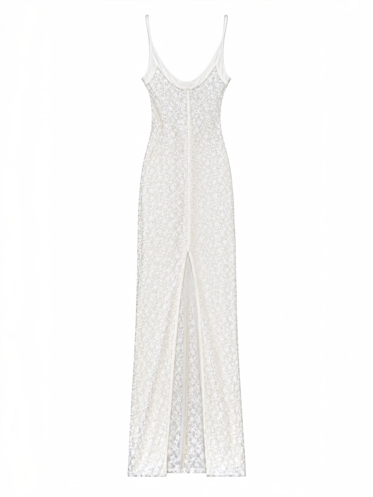 WHITE LACE MAXI TANK DRESS W SLIT (NWT) (AS IS) @SM