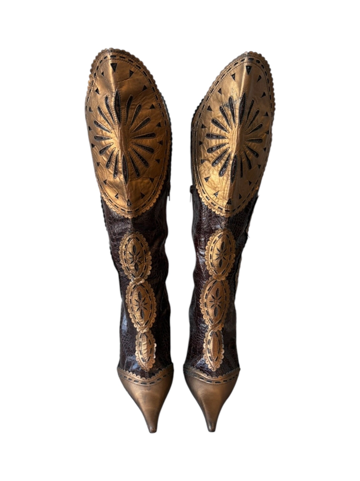BROWN & BRONZE LEATHER BOOTS