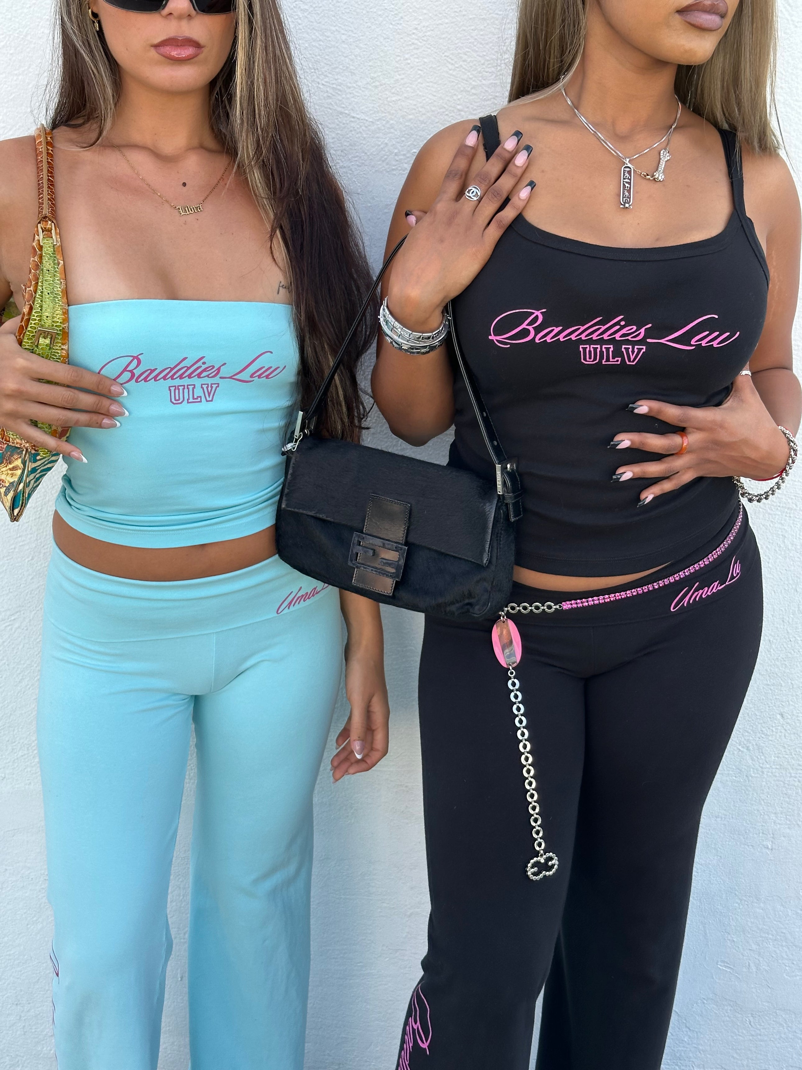 "BADDIES LUV ULV" BLUE TUBE TOP SET