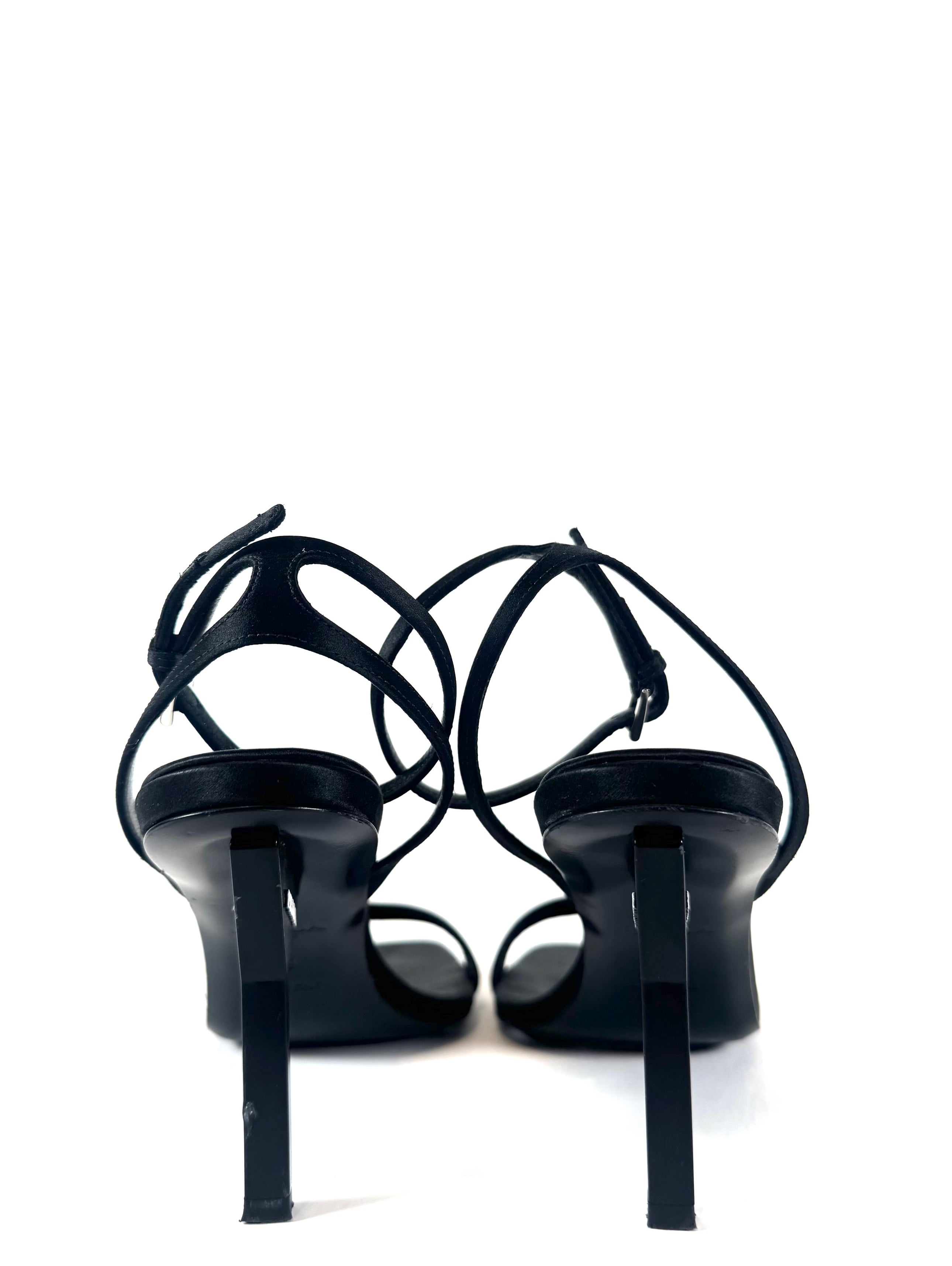 BLACK SATIN STRAPPY PUMPS @JKOVA