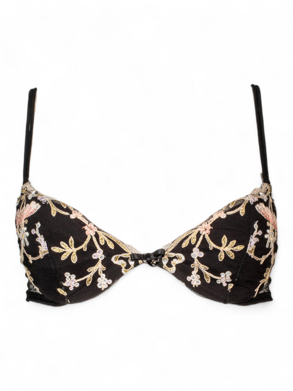 BLACK FLORAL EMBROIDERED BRA @MILI
