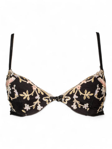 BLACK FLORAL EMBROIDERED BRA @MILI