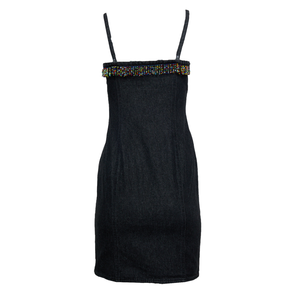 90S DENIM BEADED MINI DRESS