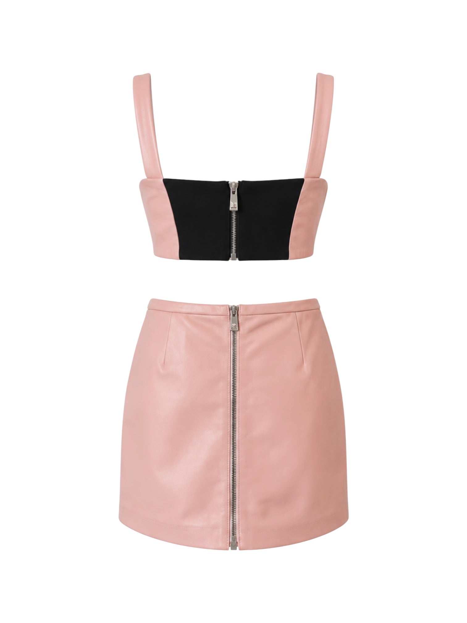 BLUSH PINK LAMBSKIN BUSTIER  AND MINI SKIRT SET (NWT) @SM