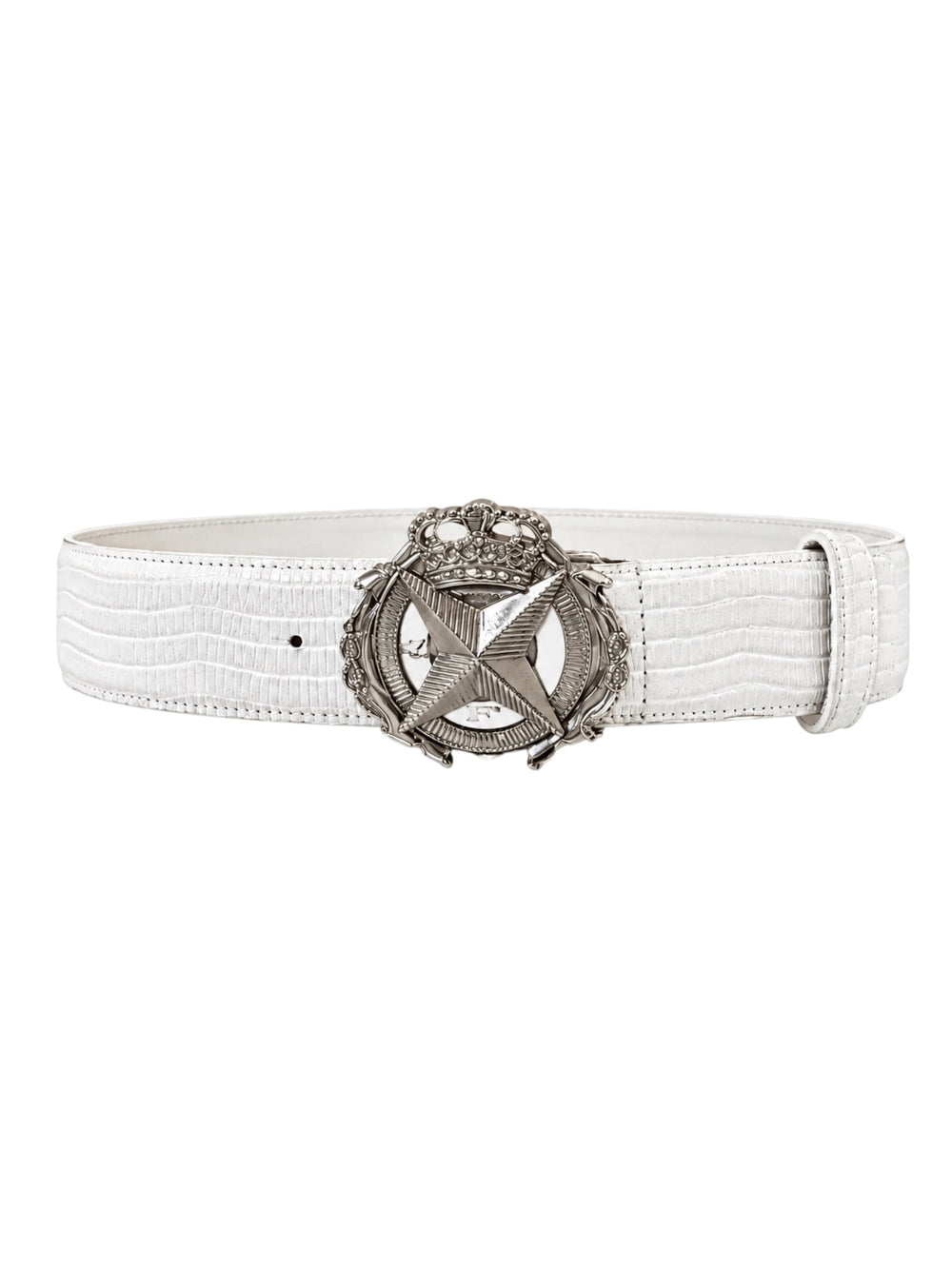 Lizard Embossed Silver Maritime Buckle Belt @jccg