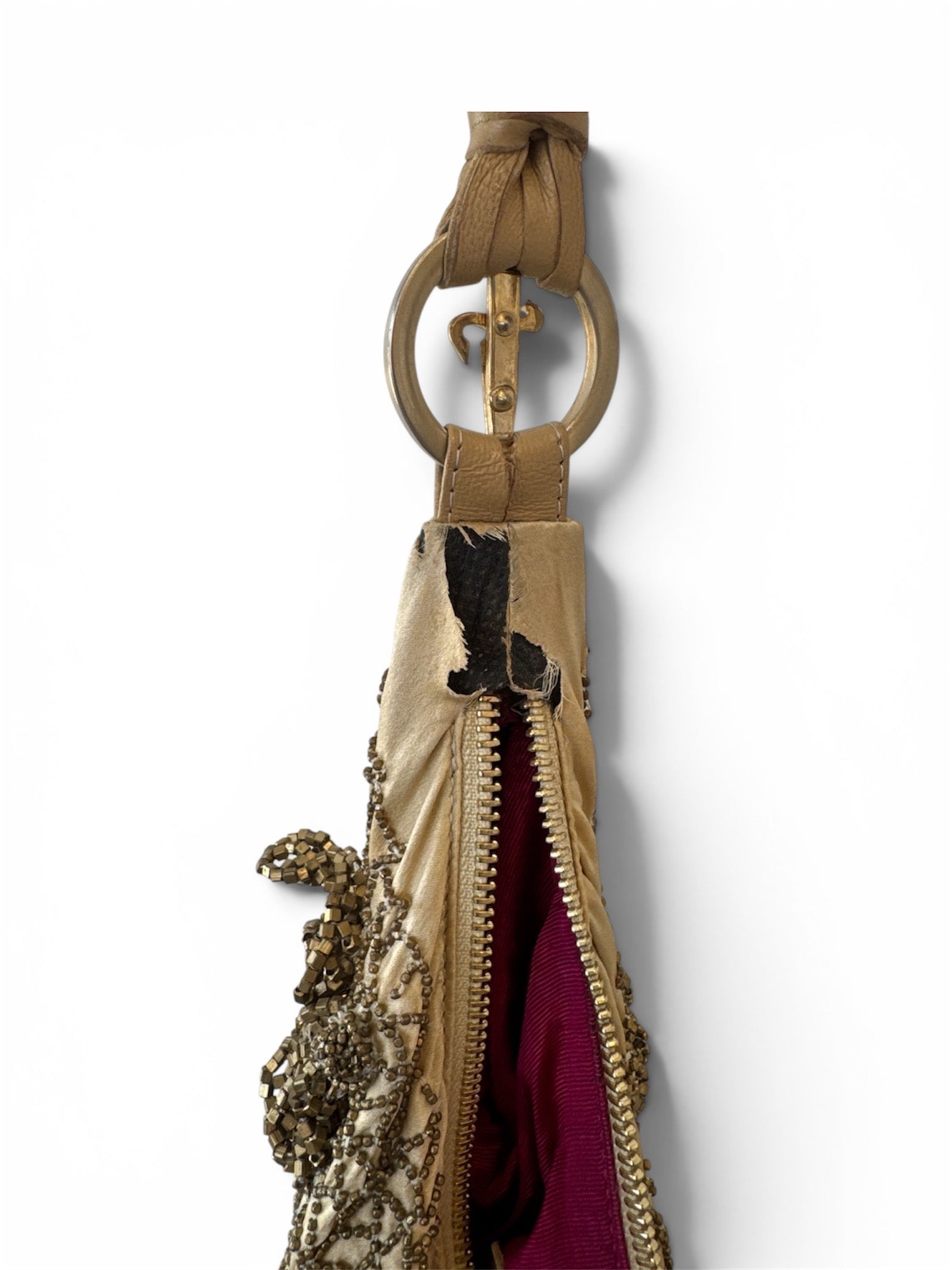 GOLD BEADED DAGGER SHOULDER BAG (AS IS)