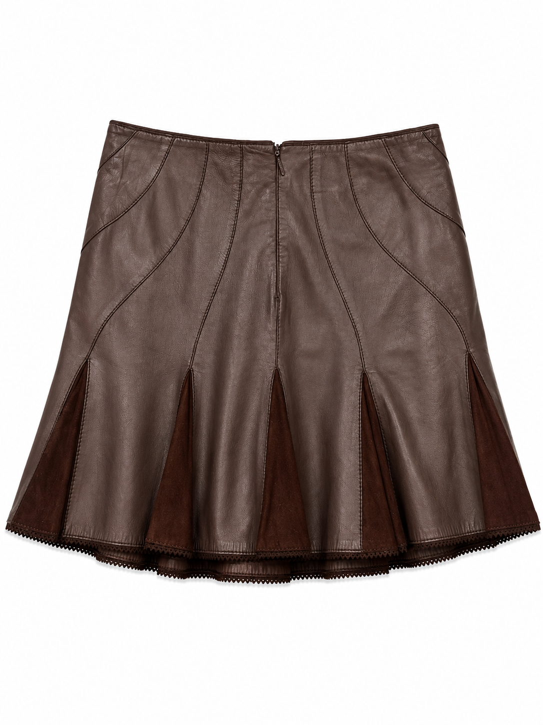 BROWN PLEATED MINI SKIRT