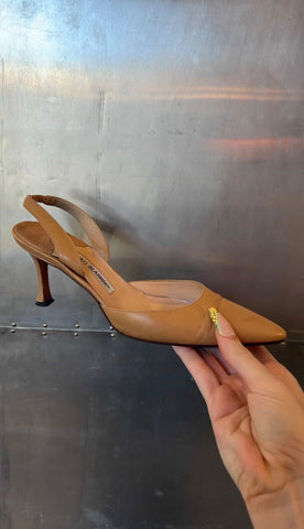 TAN SLINGBACK KITTEN HEELS