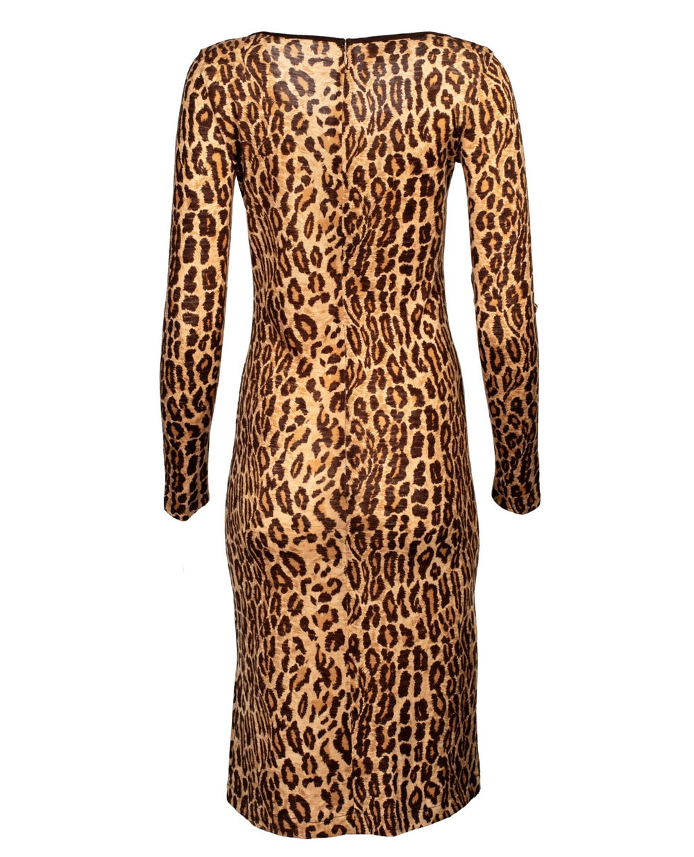 CHEETAH PRINTED L/S MIDI DRESS