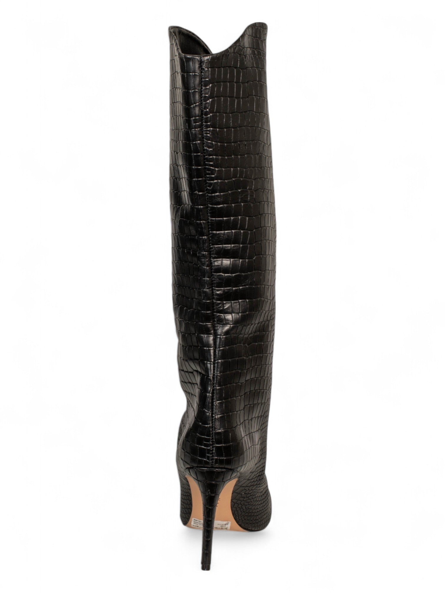 CROC EMBOSSED BLACK KNEE HIGH BOOTS