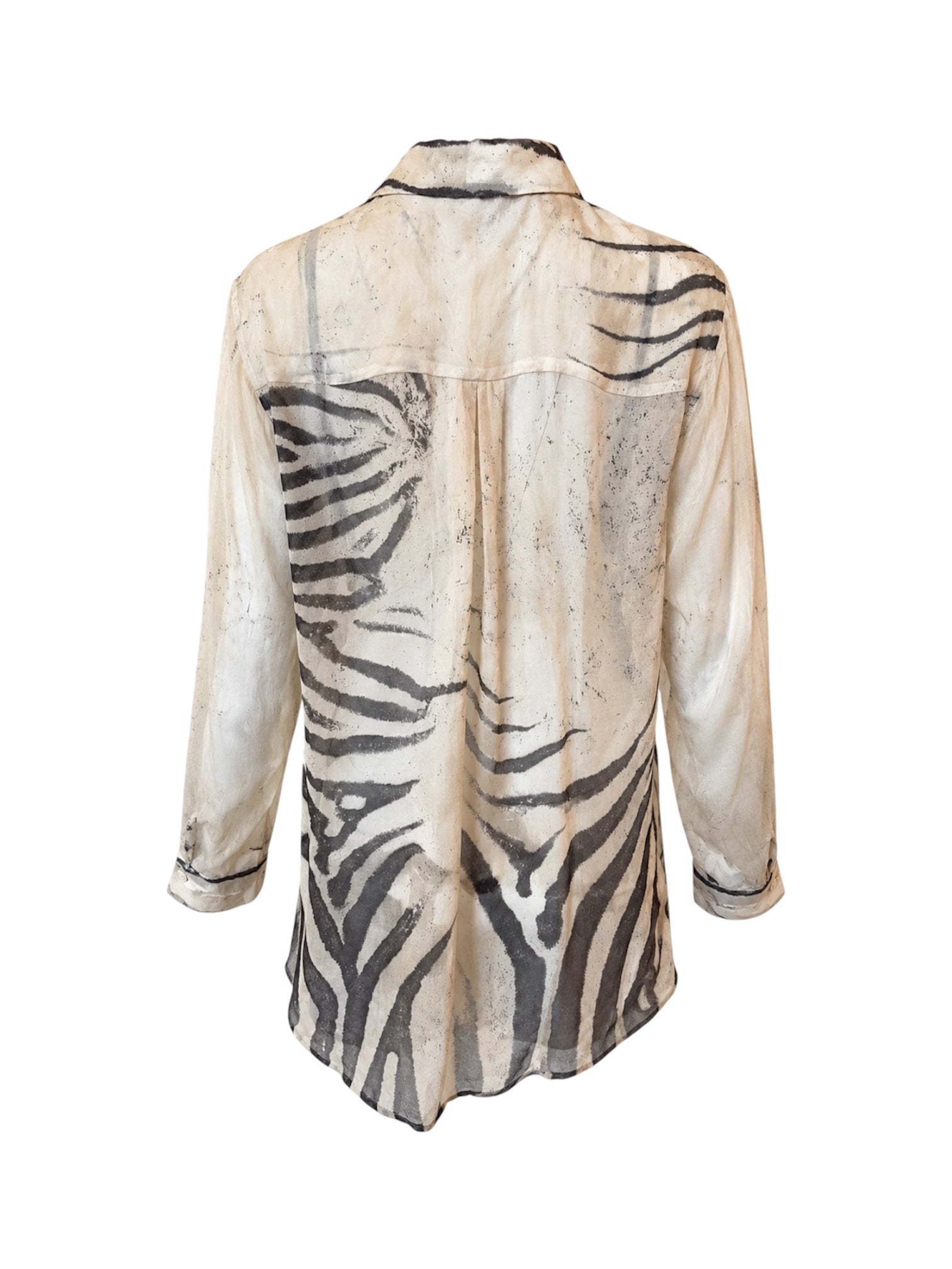 90/00S CREAM ZEBRA PRINT L/S SHEER B/D DRESS @FAR