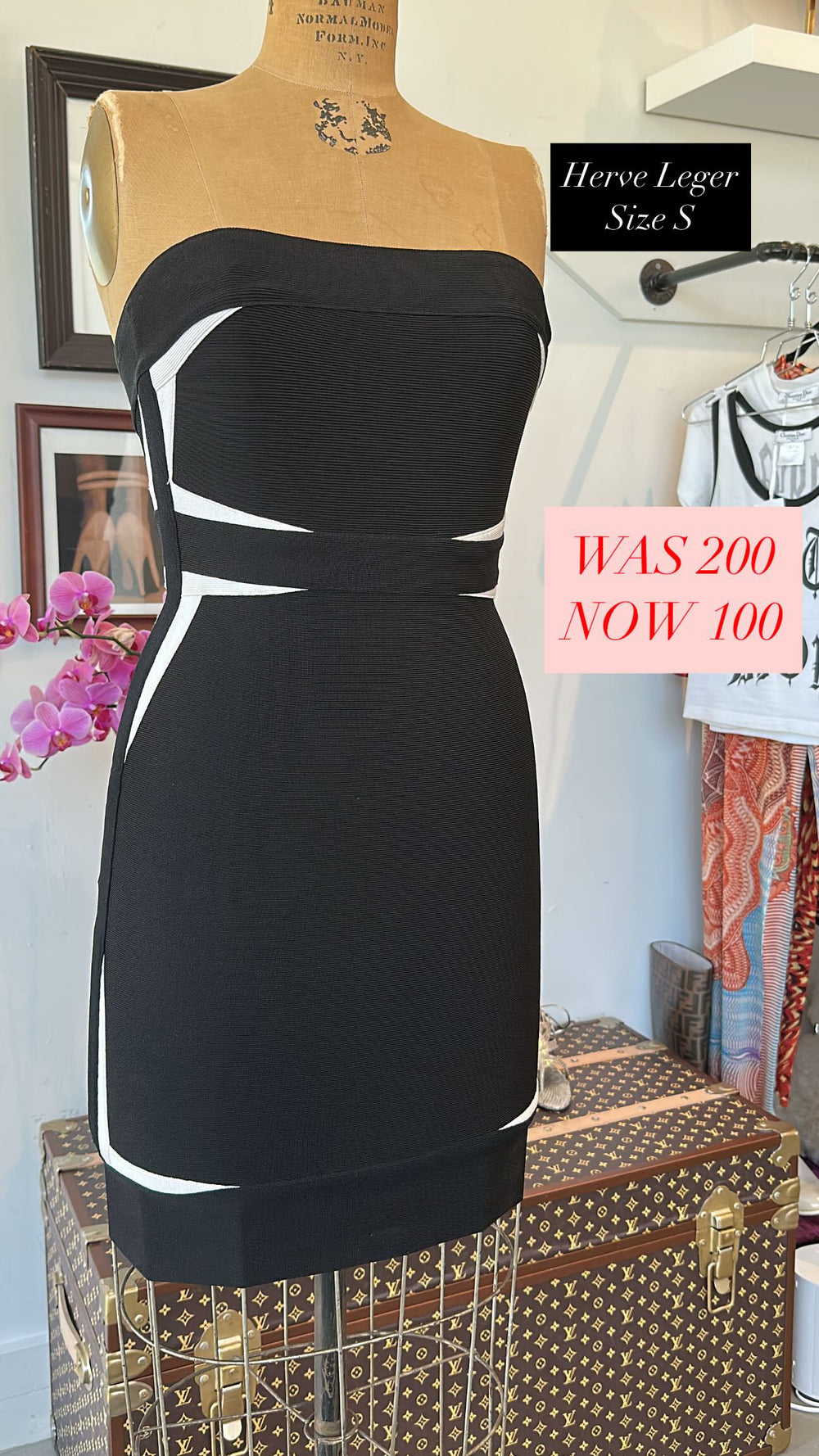 BLACK AND WHITE BANDAGE DRESS