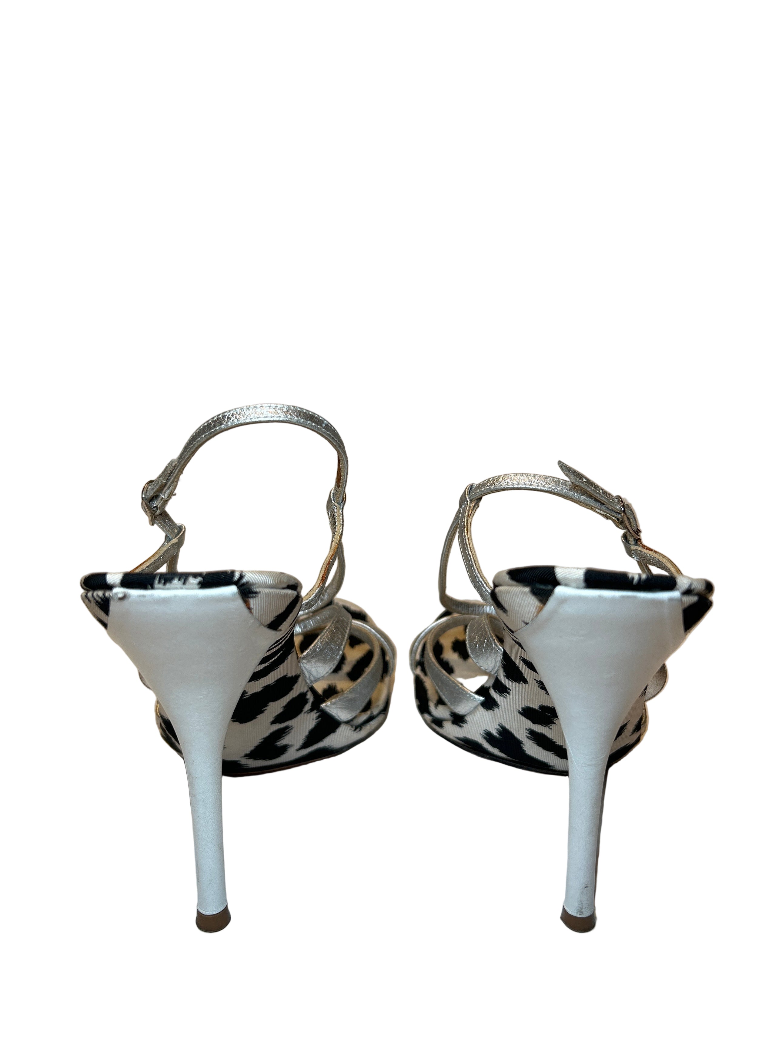 WHITE LEOPARD STRAPPY HEELS